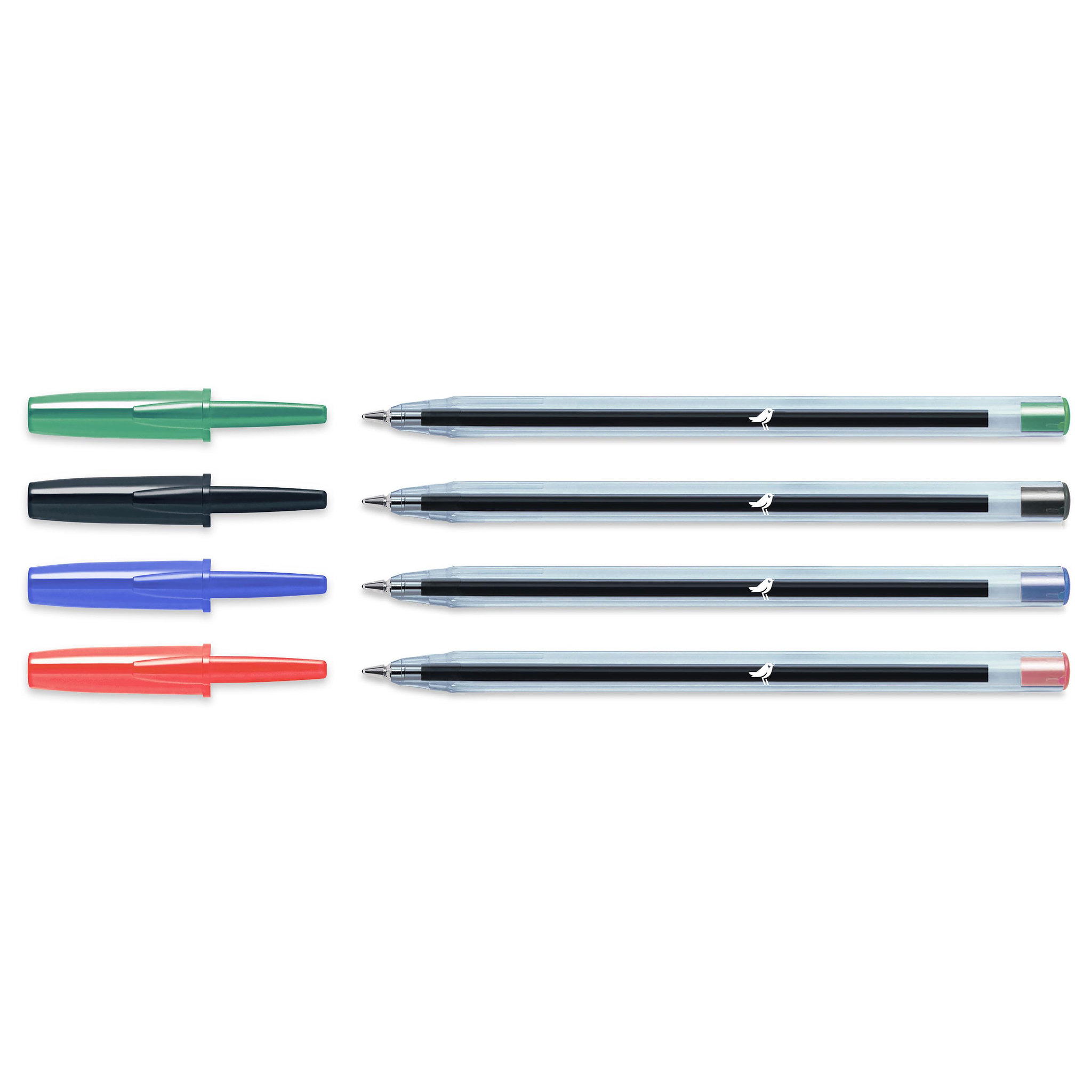 Voir la diapositive 2 : AUCHAN Lot de 4 stylos bille coloris assortis pointe moyenne 1 mm en bouteille recyclée