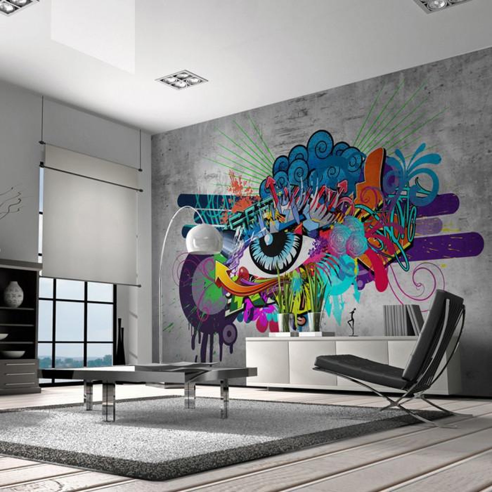 Paris Prix Papier Peint  Graffiti Eye. Coloris disponibles : Multicolore