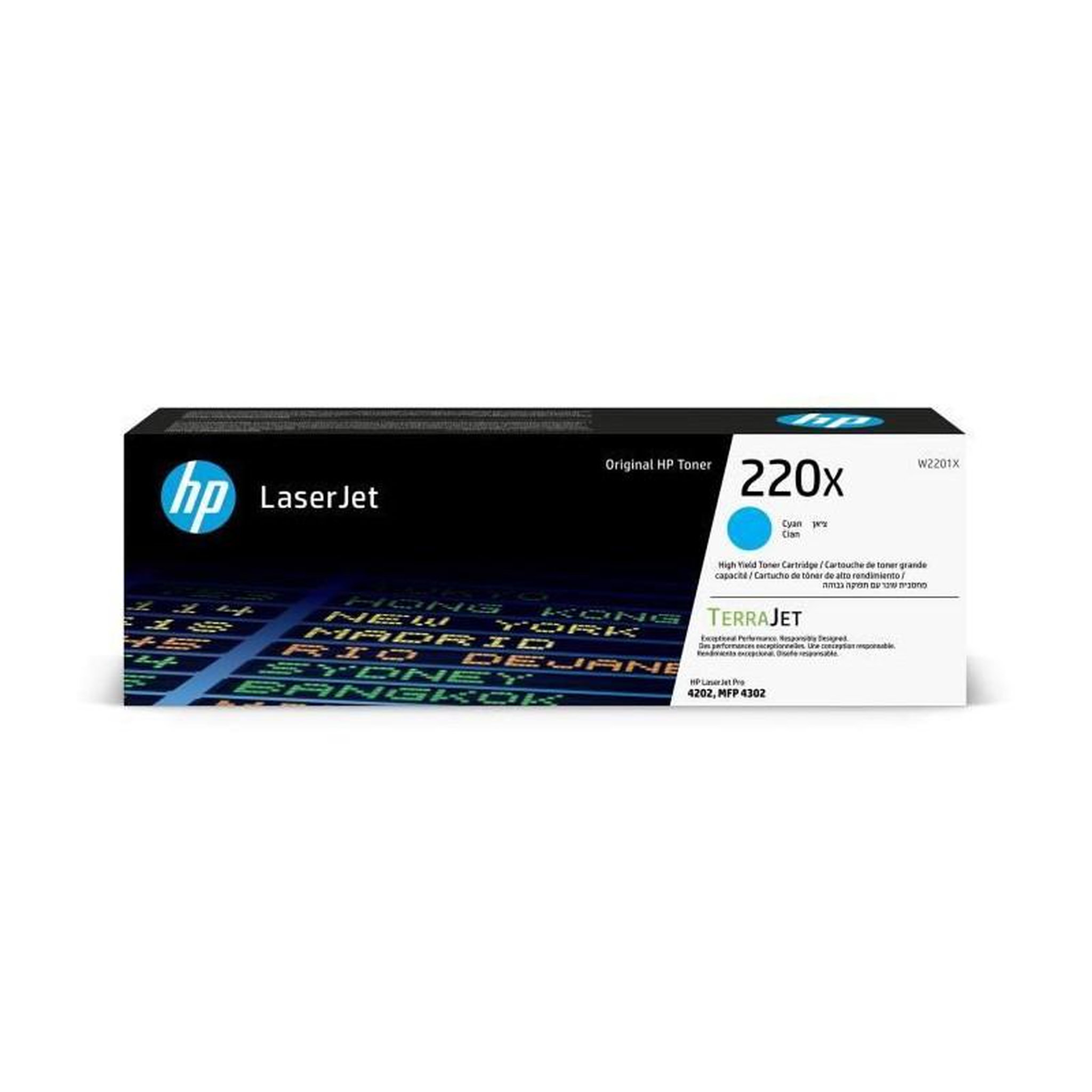 HP Cartouche de Toner HP 220X Cyan grande capacité Authentique (W2201X) pour HP LaserJet Pro 4202 / 4302