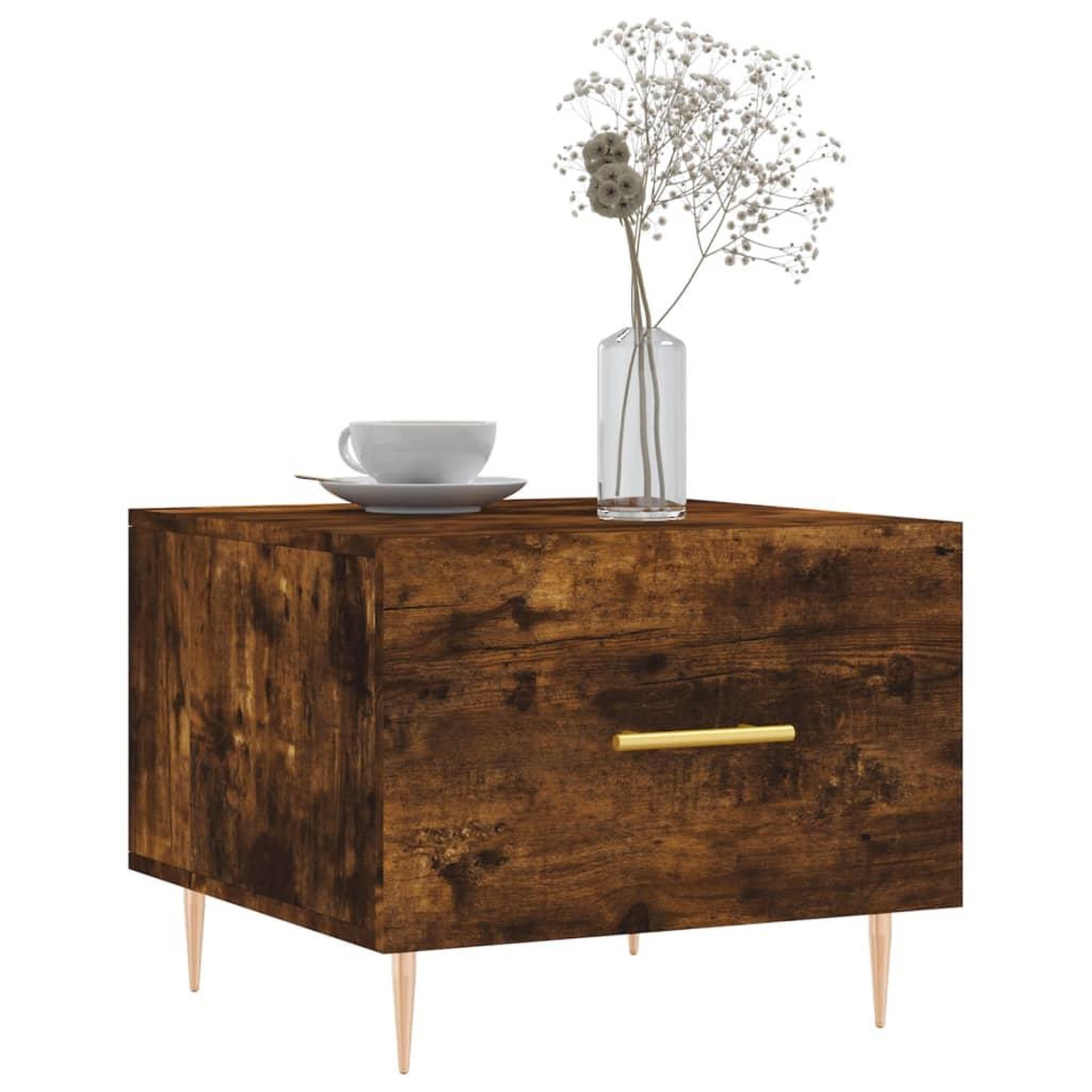 Voir la diapositive 3 : VIDAXL Table basse Chene fume 50x50x40 cm Bois d'ingenierie