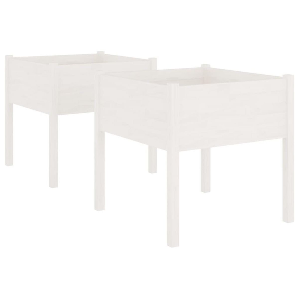 VIDAXL Jardinieres 2 pcs Blanc 70x70x70 cm Bois de pin massif