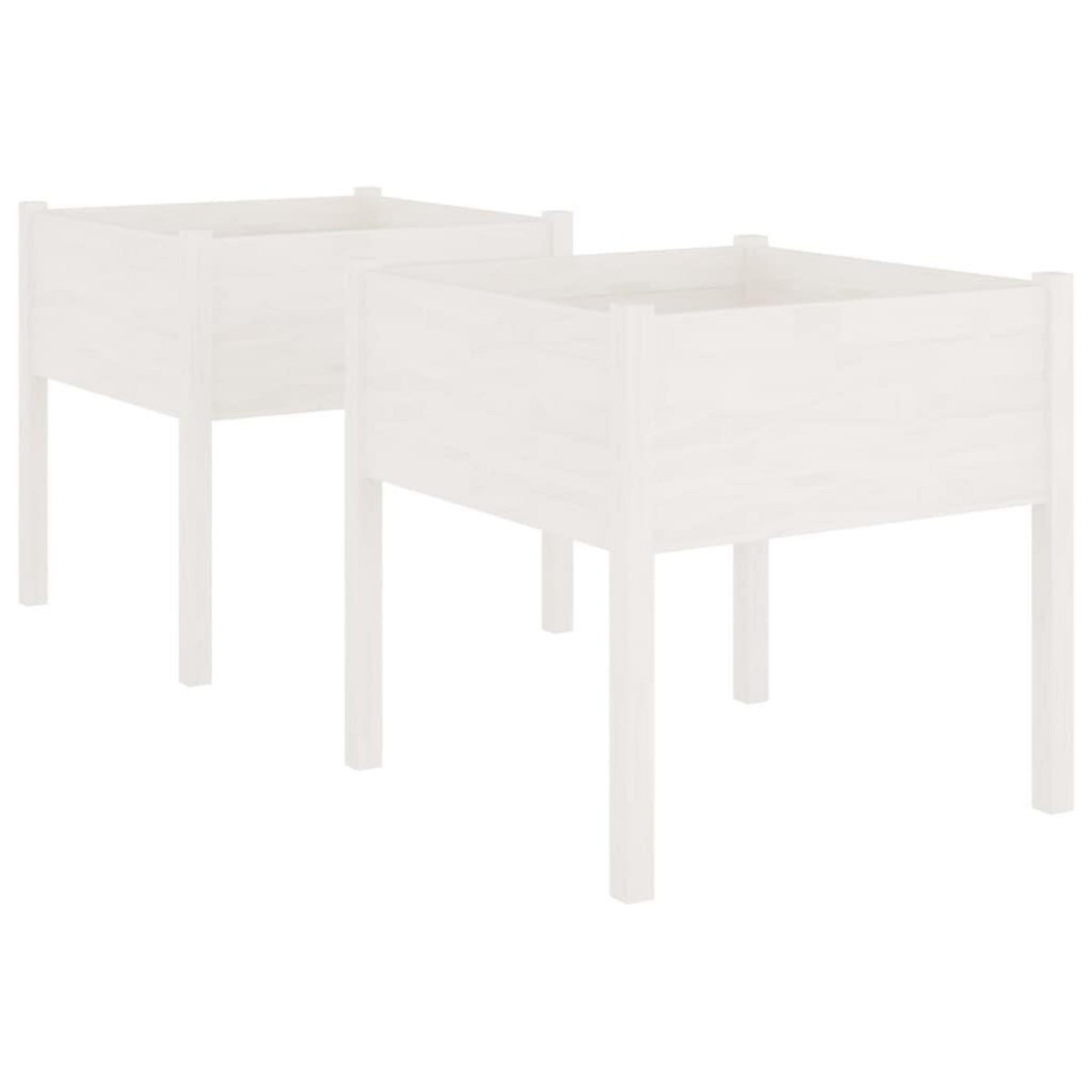 VIDAXL Jardinieres 2 pcs Blanc 70x70x70 cm Bois de pin massif
