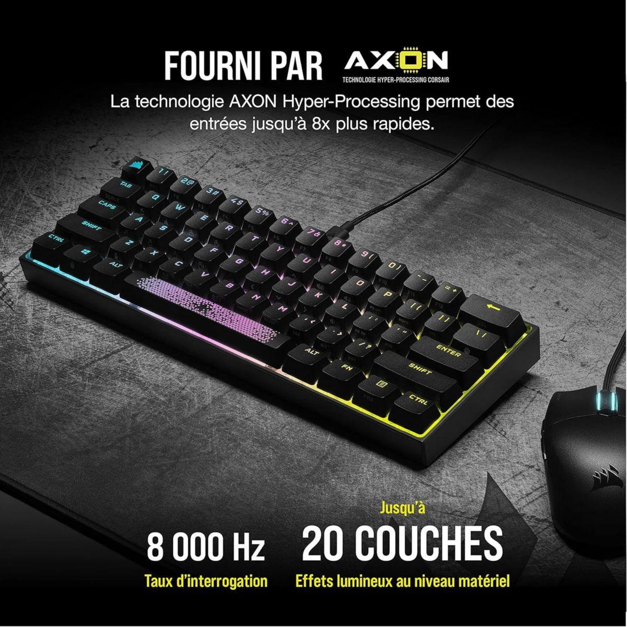 Voir la diapositive 3 : Corsair Clavier gamer k65 rgb mini cherry mx red noir