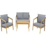 Habitat et Jardin Salon de jardin en bois avec coussins  Presley  - 4 places - Gris