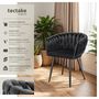 Voir la diapositive 2 : tectake Lot de chaises de salle à manger rembourrée avec revêtement en velours et design noué noir Lot de 2