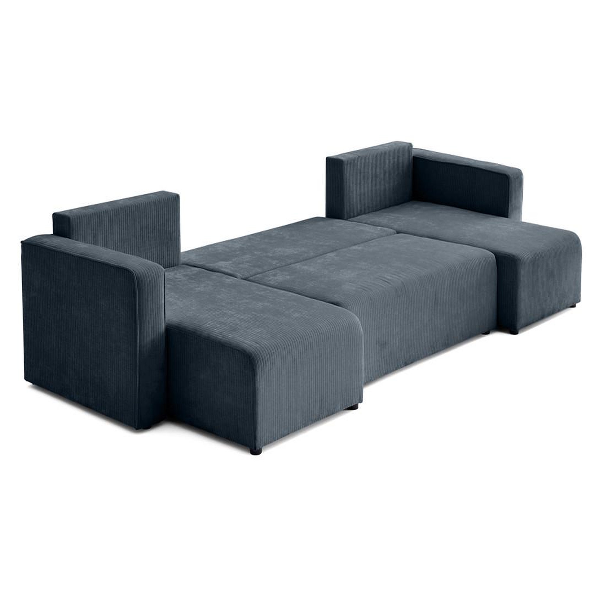 Voir la diapositive 3 : BEST MOBILIER Topaze - canapé panoramique en u - 7 places - convertible avec coffre - en velours côtelé plat