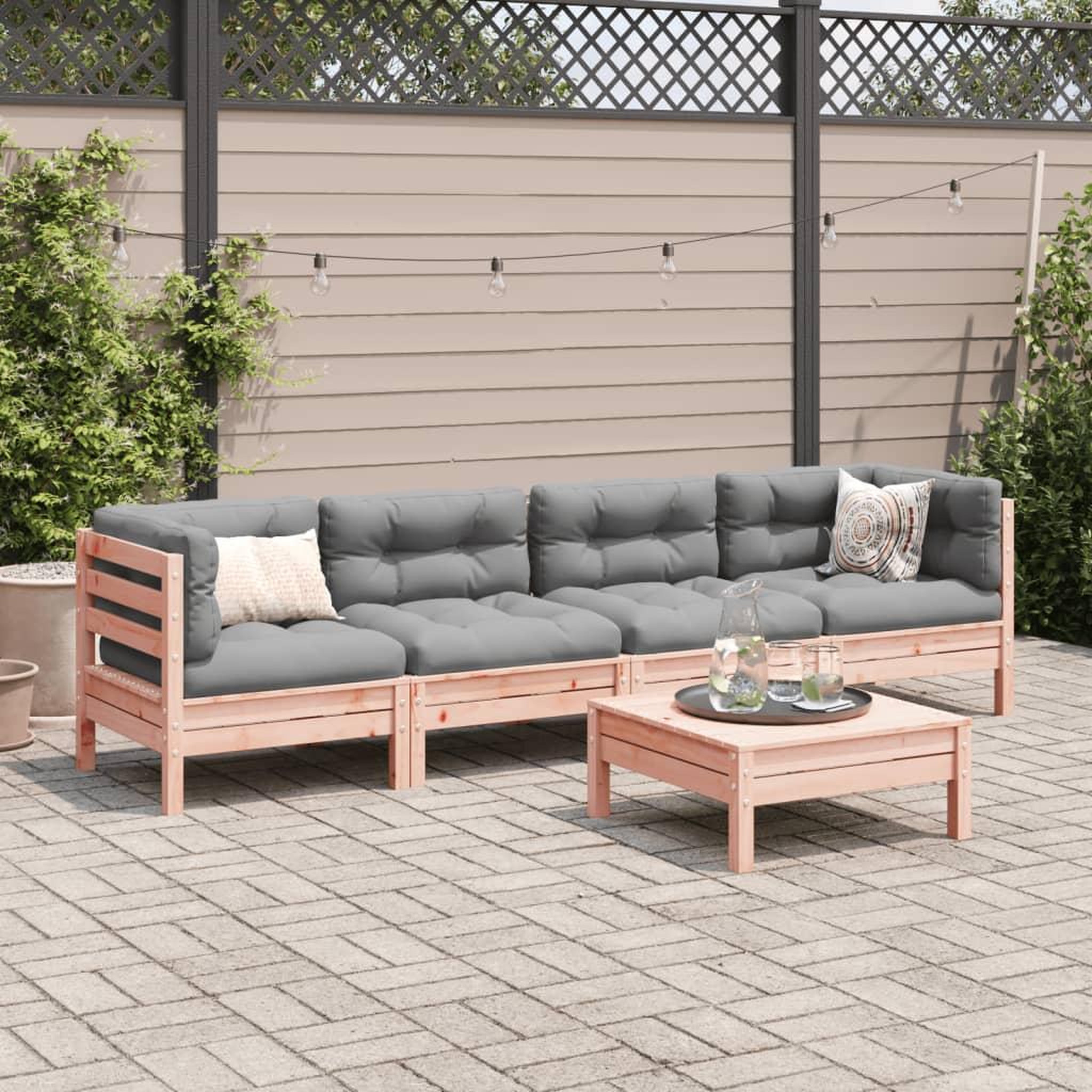 Voir la diapositive 3 : VIDAXL Salon de jardin 5 pcs et coussins bois massif sapin de douglas