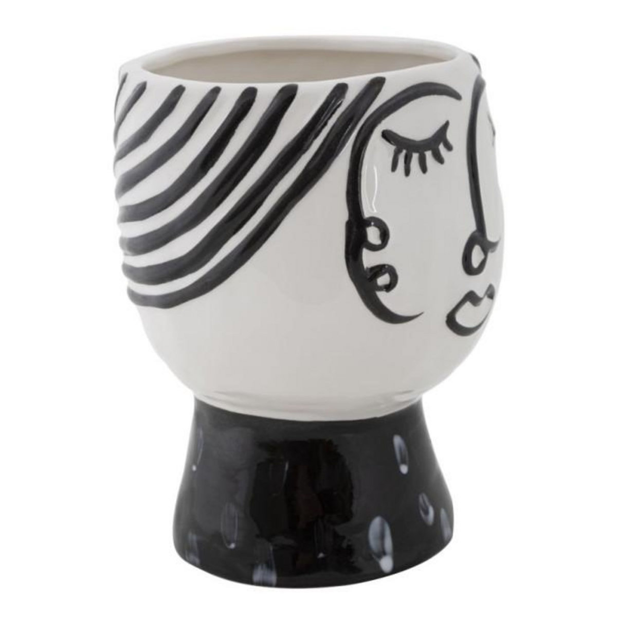 Paris Prix Vase Pot Visage en Porcelaine  Face  18cm Blanc & Noir