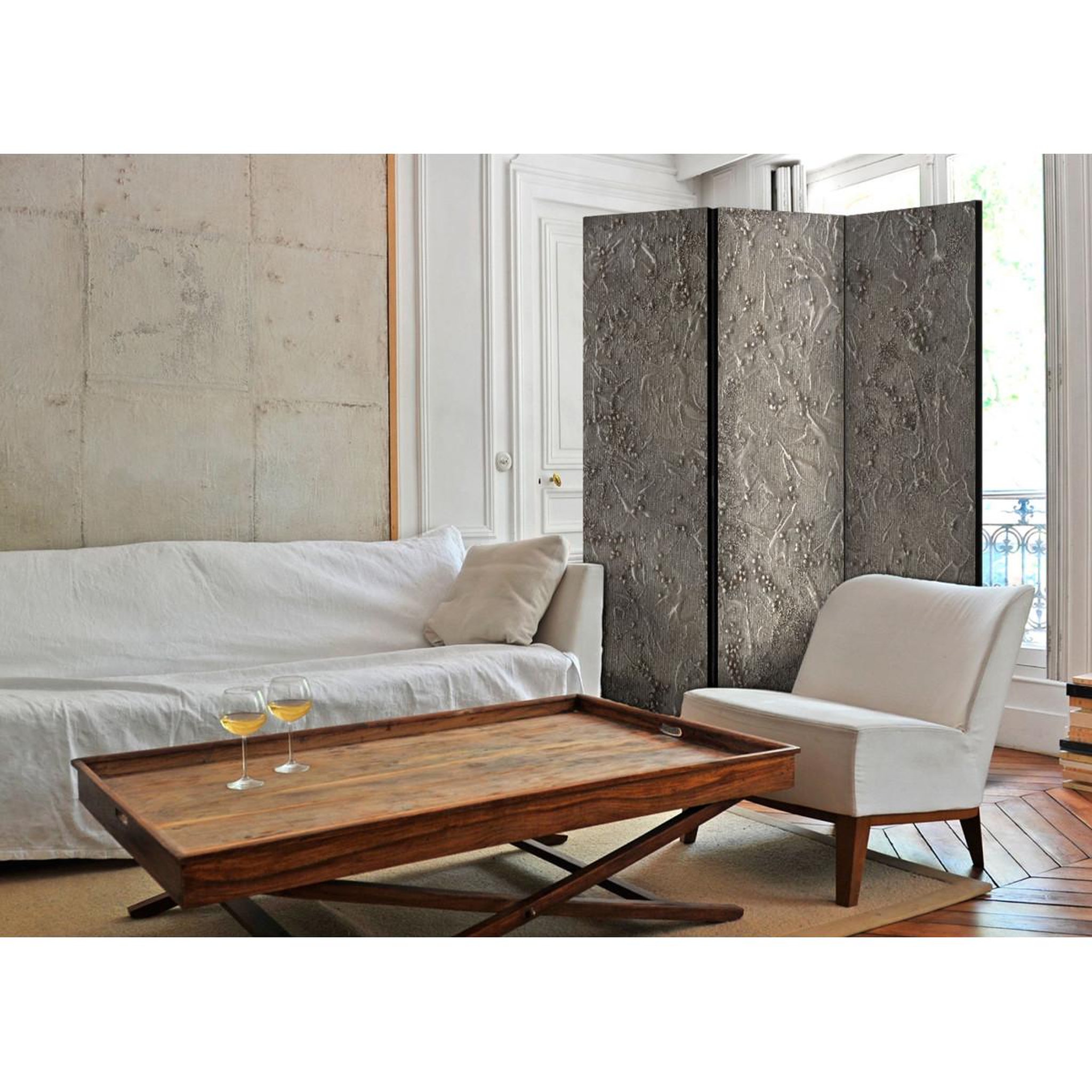Voir la diapositive 2 : Paris Prix Paravent 3 volets  silver serenade  135x172cm