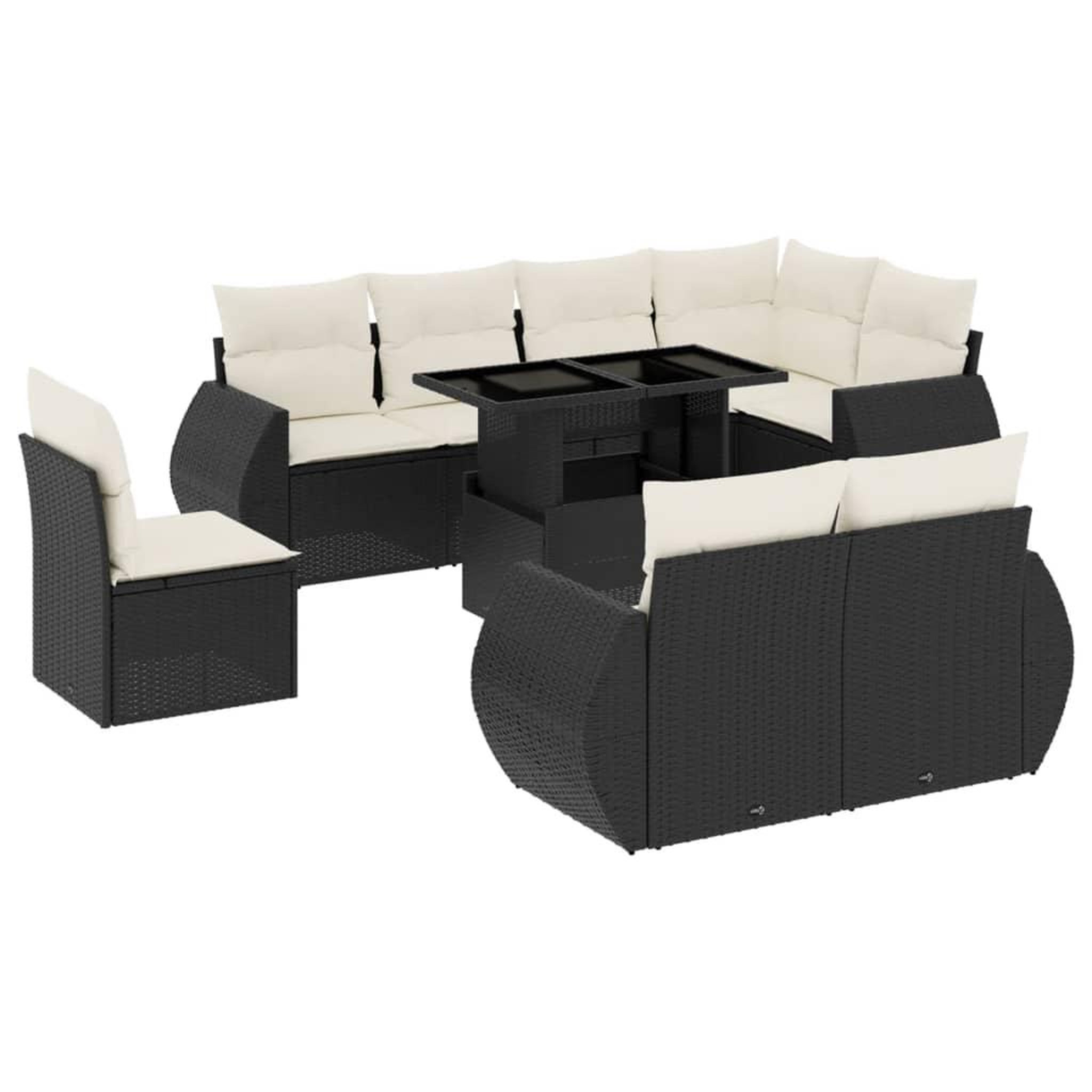 Voir la diapositive 2 : VIDAXL Salon de jardin 9 pcs avec coussins noir resine tressee