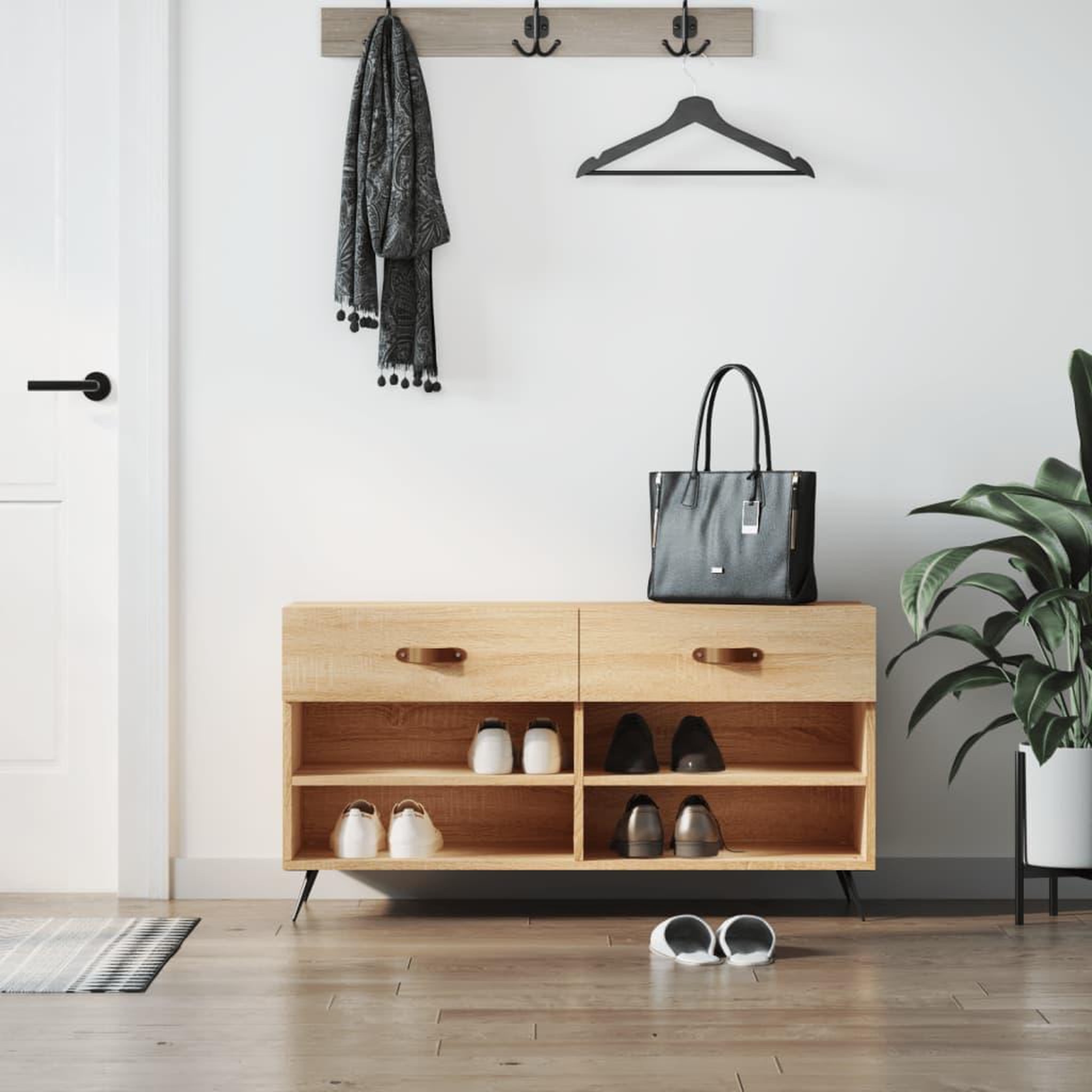 VIDAXL Banc a chaussures chene sonoma 102x35x55 cm bois d'ingenierie