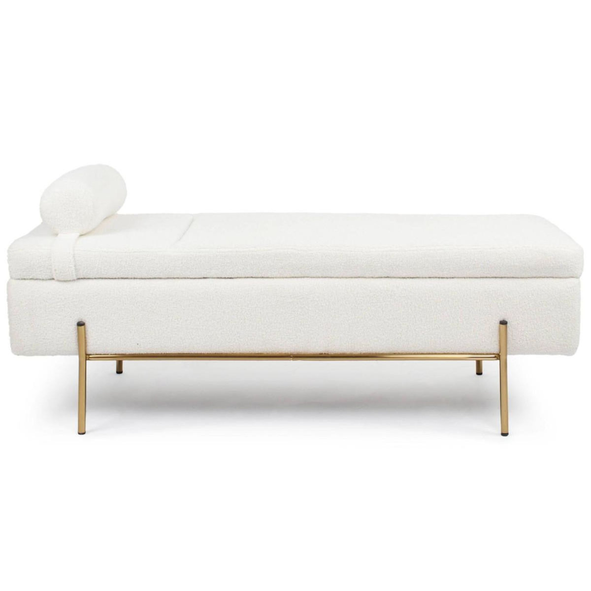Paris Prix Banquette & Coffre Bouclette  Loyd  140cm Blanc