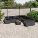 VIDAXL Salon de jardin 11 pcs avec coussins noir resine tressee