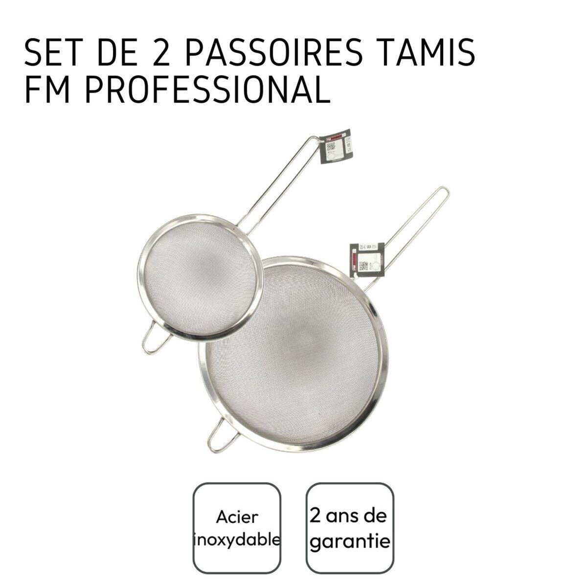FM PROFESSIONAL Set de 2 passoires inox 15 cm et 24 cm FM Professional