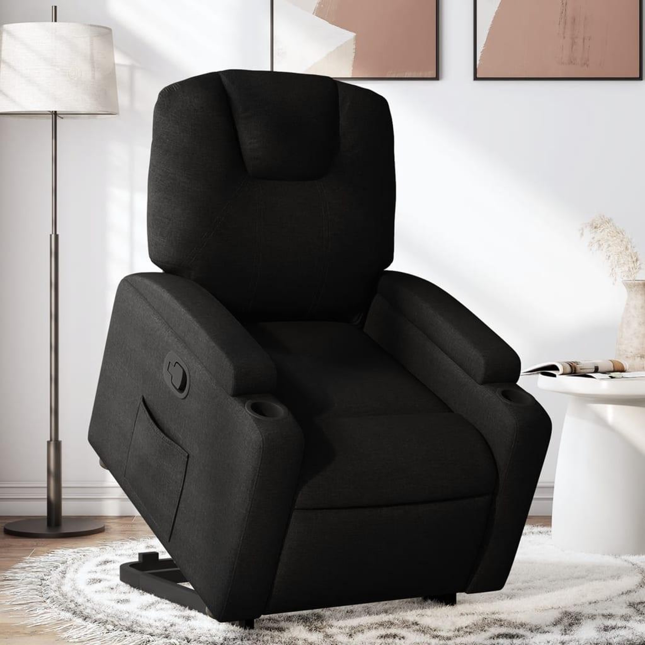 VIDAXL Fauteuil inclinable noir tissu