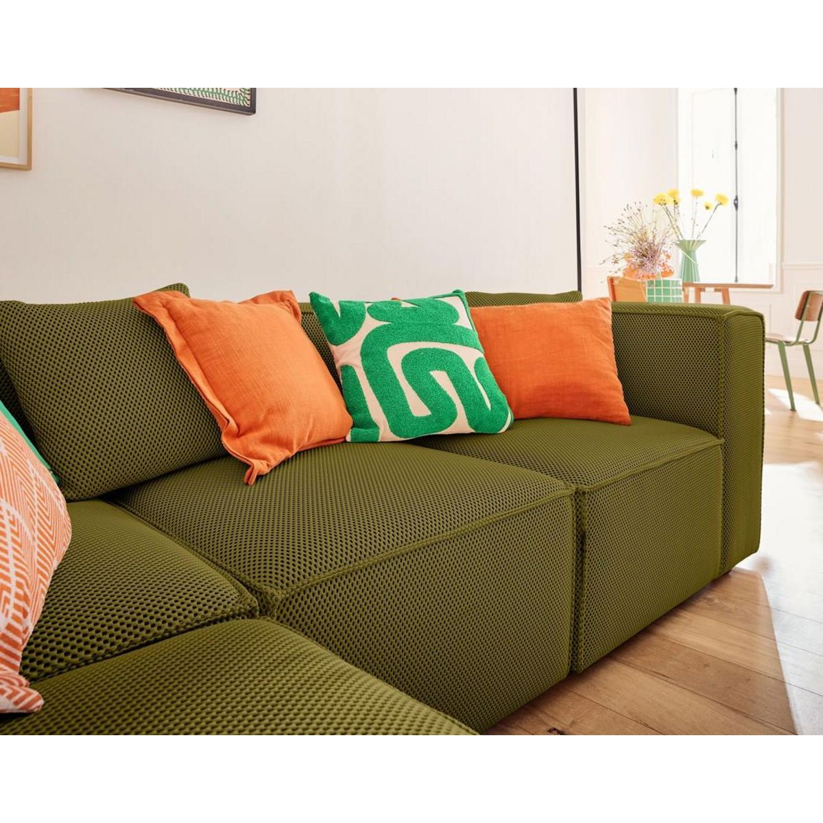 LISA DESIGN Arty - canapé modulable d'angle gauche 5 places - en tissu mailles 3d