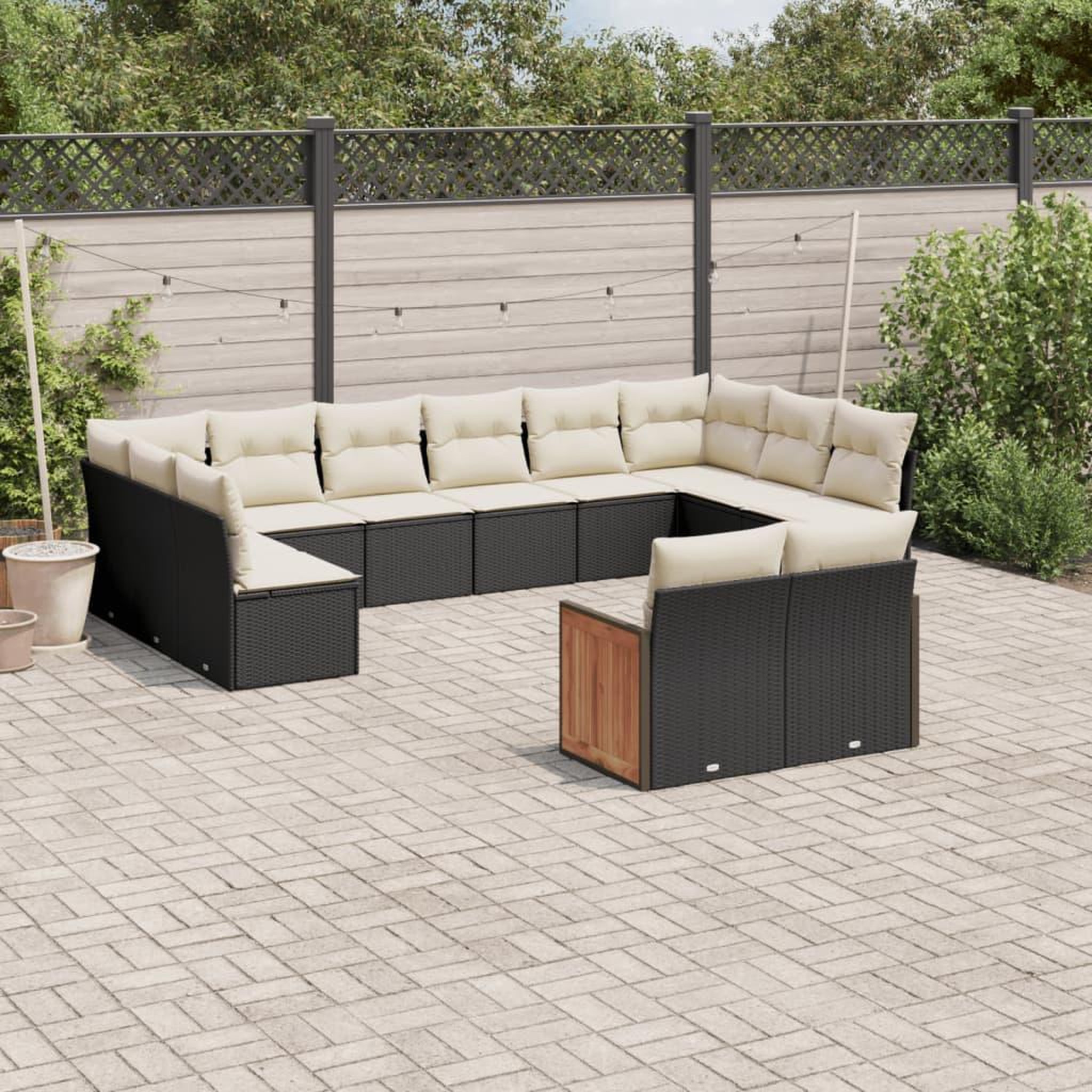 VIDAXL Salon de jardin 12 pcs avec coussins noir resine tressee