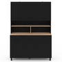 Voir la diapositive 3 : ID MARKET Buffet de cuisine 120 cm CINA 6 portes + tiroir noir et plateaux façon hêtre