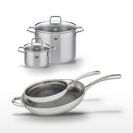 ELO Lot 2 Poêles 32/28 cm & 2 Faitouts 20/26 cm Elo Relief Evolution