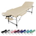 VIVEZEN Table de massage pliante 3 zones en aluminium + Accessoires et housse de transport. Coloris disponibles : Gris, Bleu, Noir, Rose, Violet, Blanc, Beige