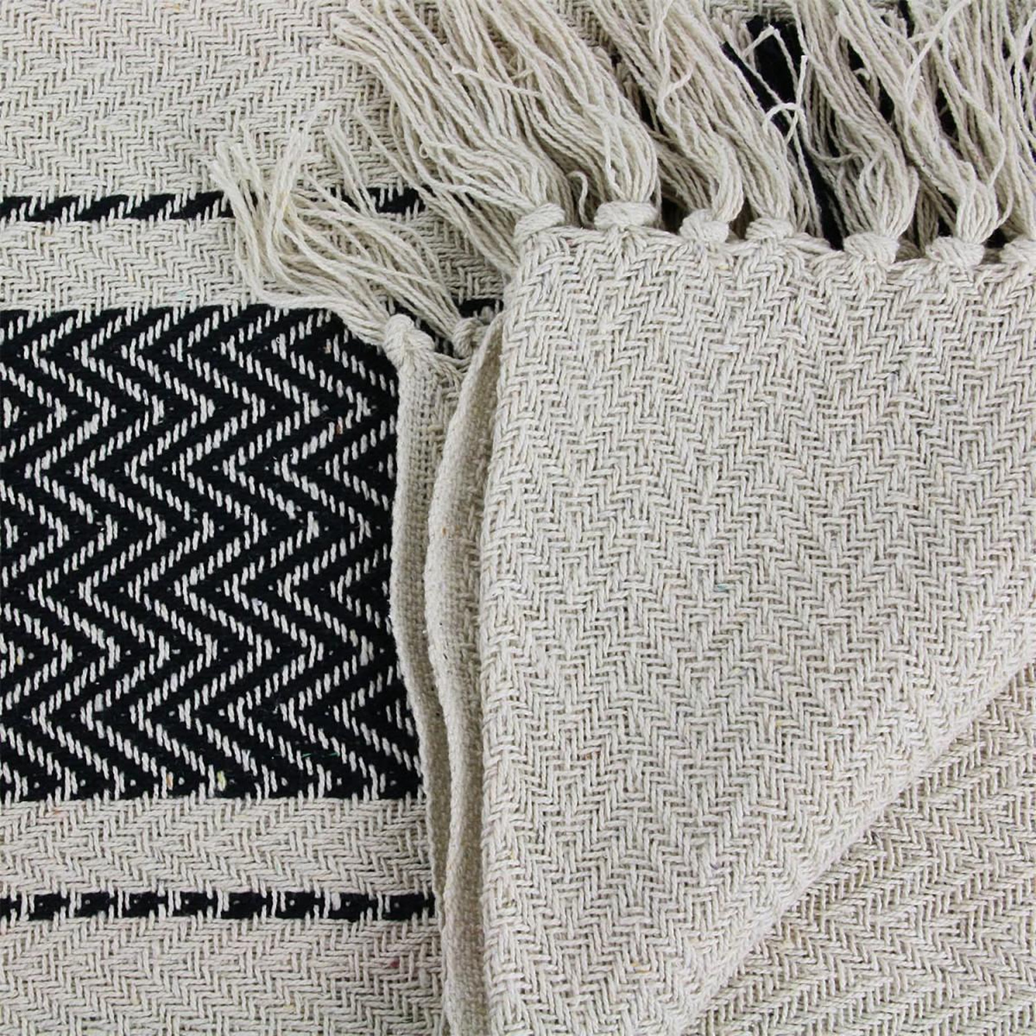 Voir la diapositive 3 : The Home Deco Factory Plaid déco à rayures  berbère  120x150cm écru