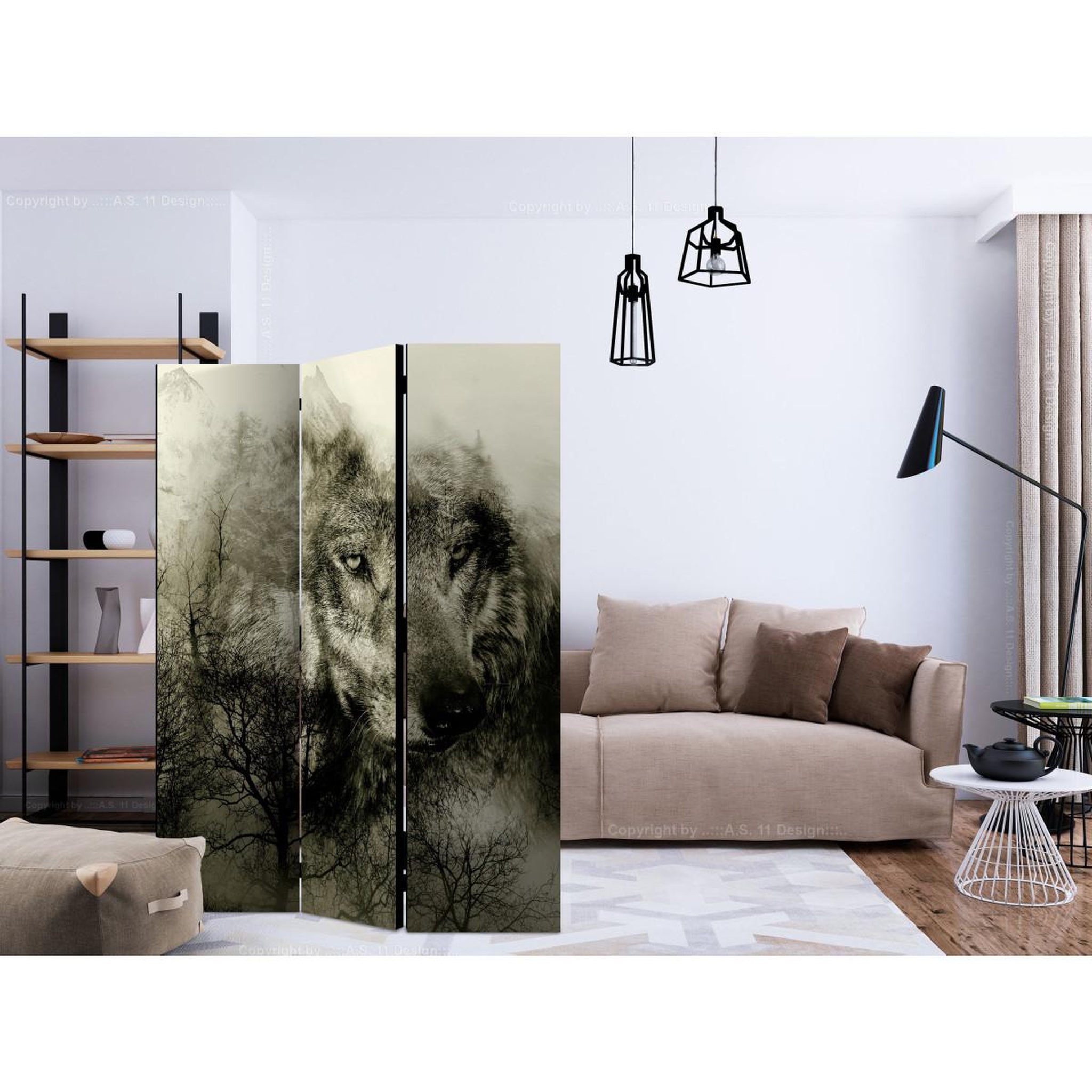 Voir la diapositive 2 : Paris Prix Paravent 3 volets  mountain predator beige  135x172cm