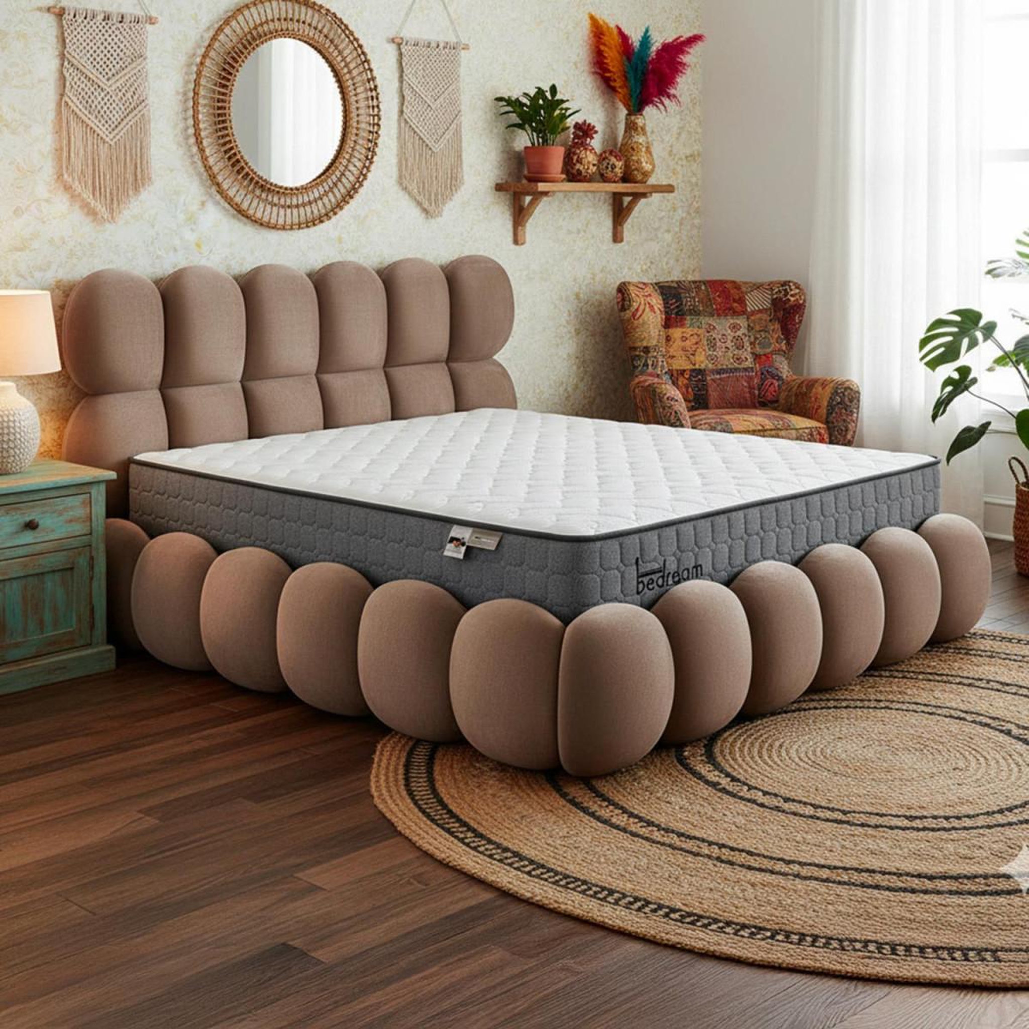 Voir la diapositive 5 : Paris Prix Pack lit coffre en velours & matelas  bubble & goodream  160x200cm taupe