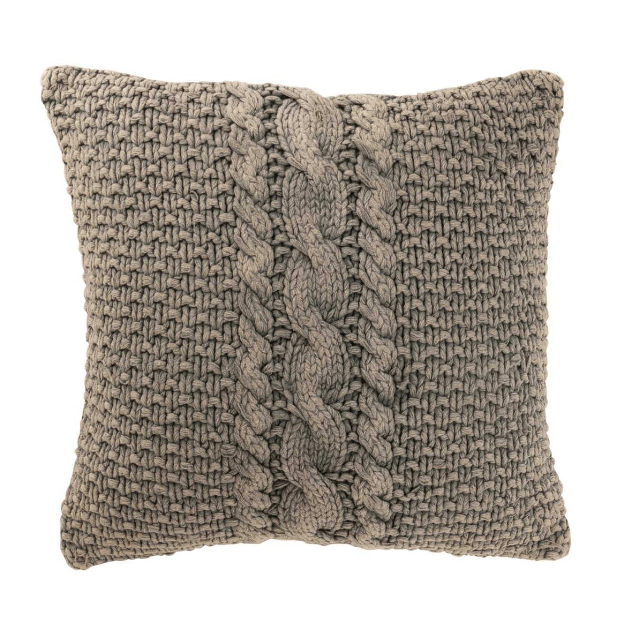 J-LINE Coussin en tricot tressé  helena  50x50cm gris