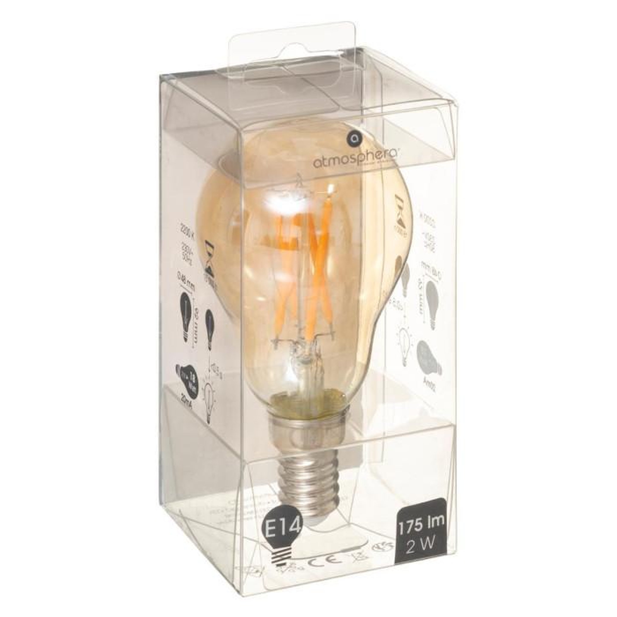 Voir la diapositive 2 : ATMOSPHERA Ampoule à Led  Ronde  9cm Ambre