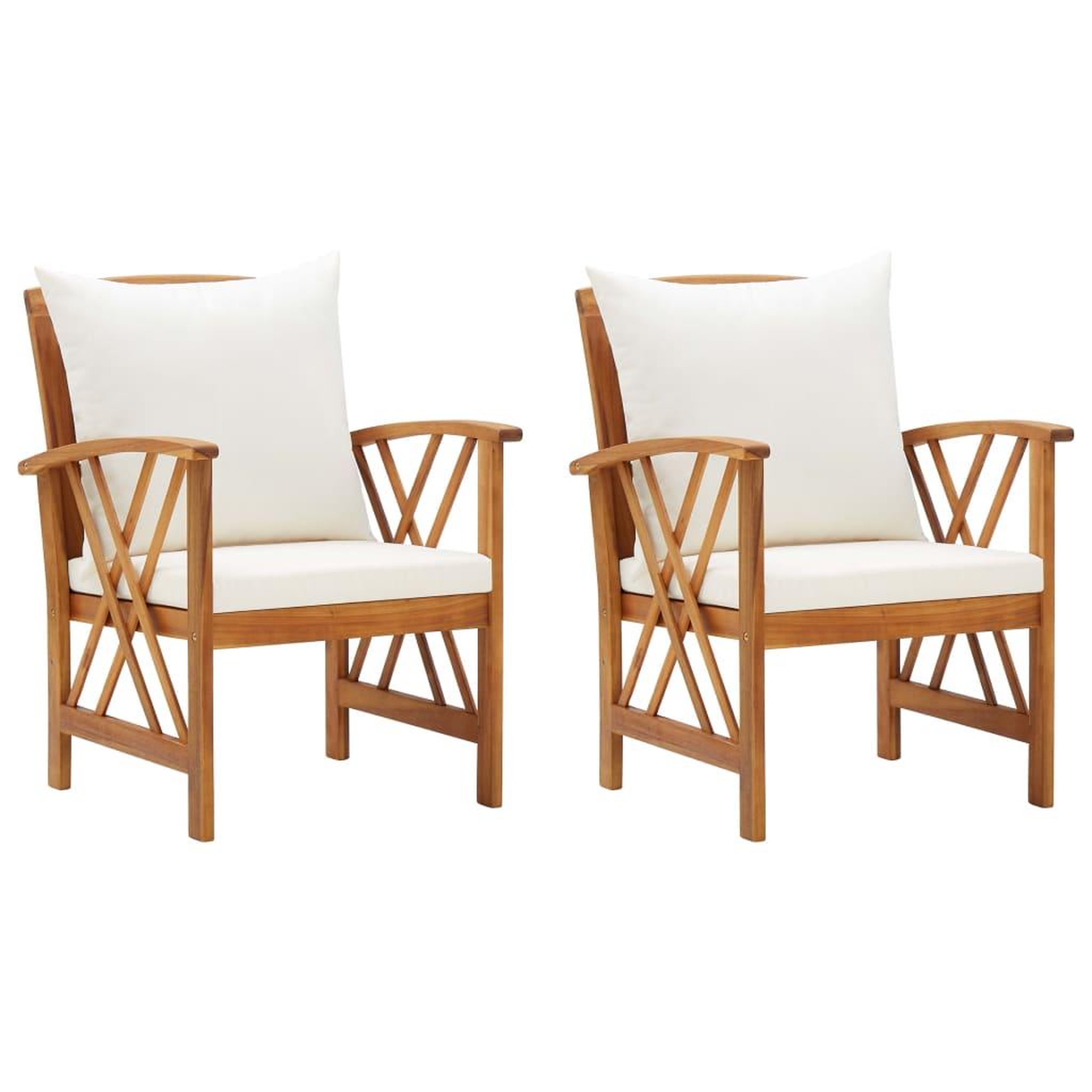 Voir la diapositive 1 : VIDAXL Chaises de jardin avec coussins lot de 2 Bois d'acacia massif