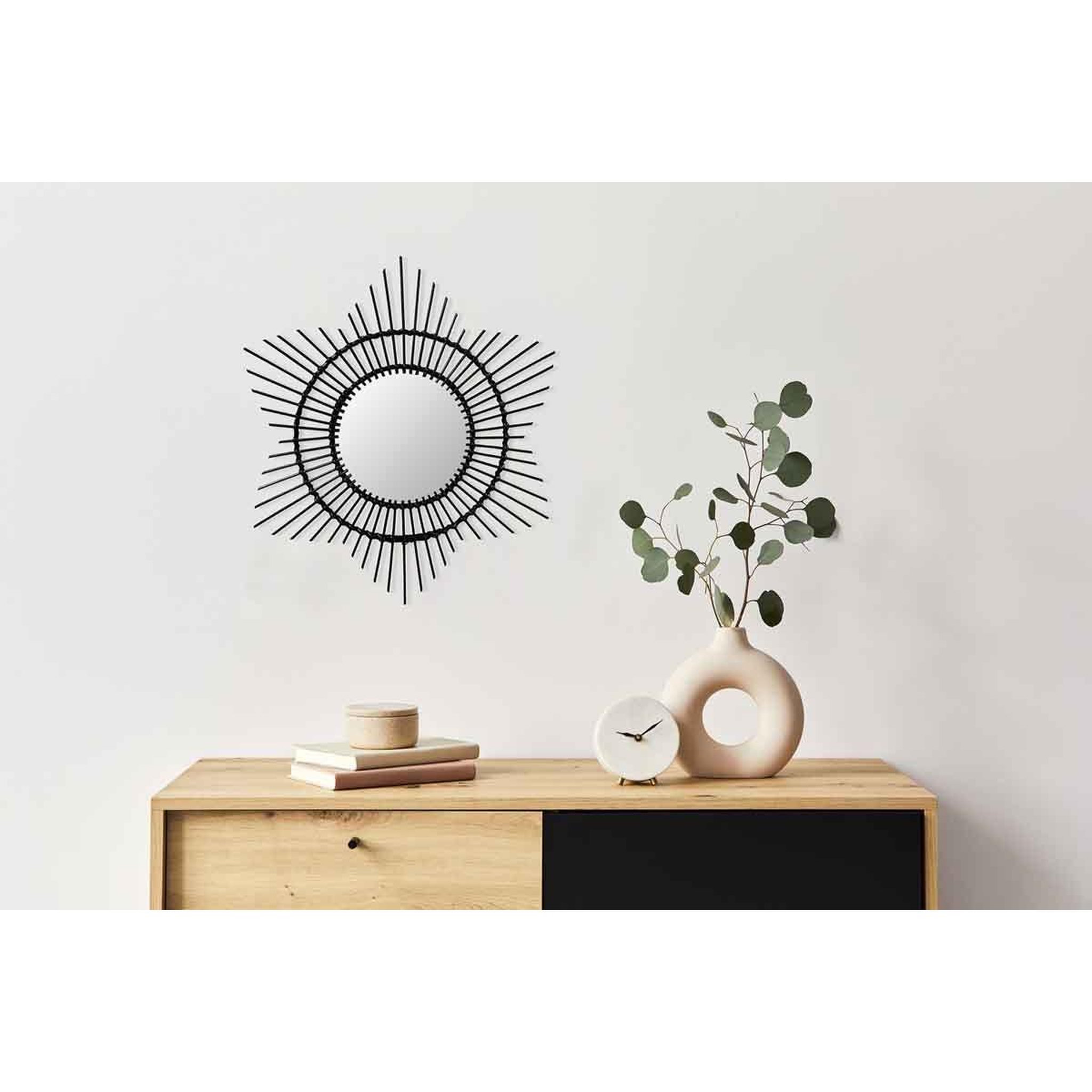 Voir la diapositive 4 : Paris Prix Miroir Mural Design en Rotin  Aina  52cm Noir