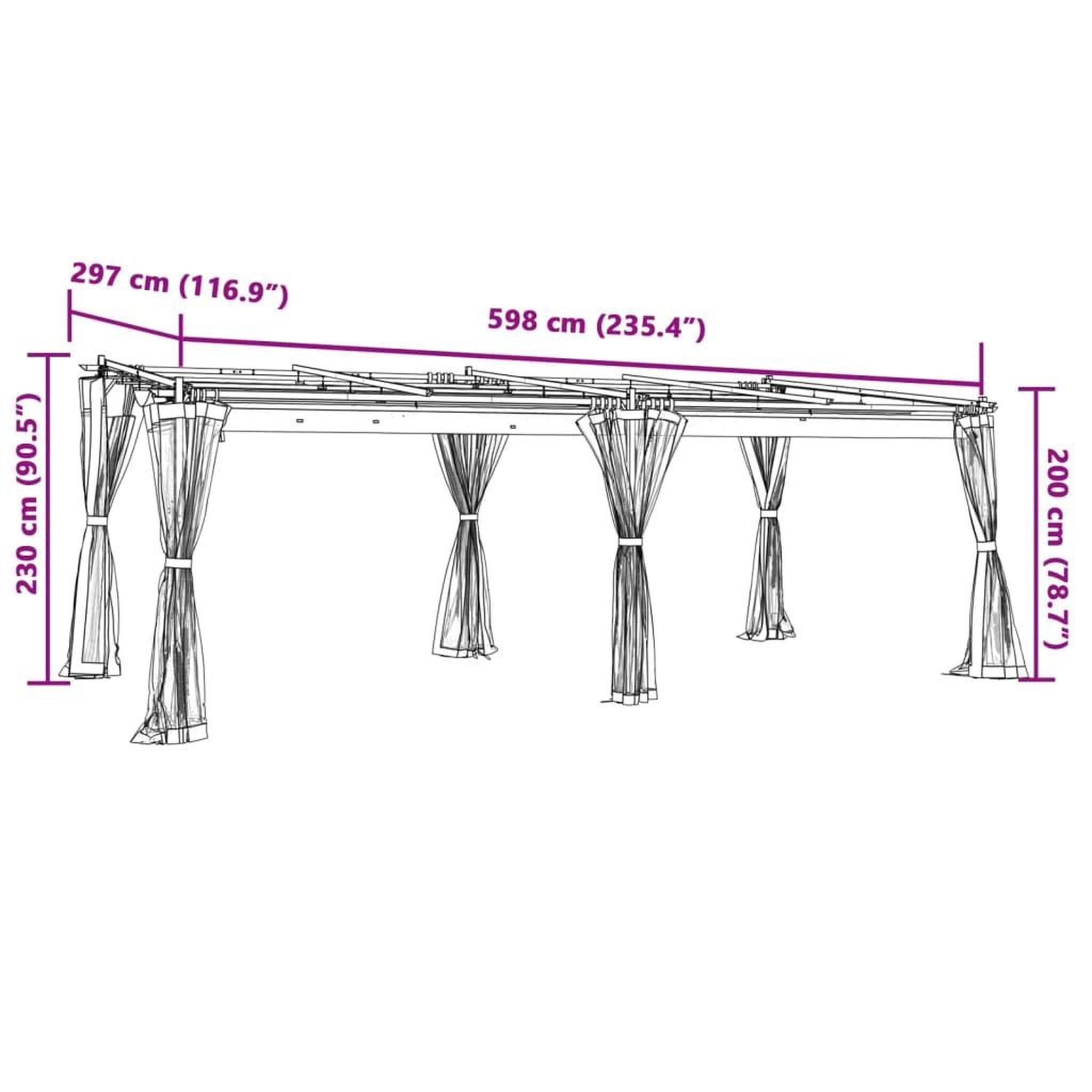 Voir la diapositive 6 : VIDAXL Tonnelle avec parois en filet taupe 6x3 m acier