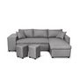 Voir la diapositive 2 :  Canapé 3 places d'angle Droit convertible avec coffre Microfibre gris tissu + 2 poufs inclus ANETTA