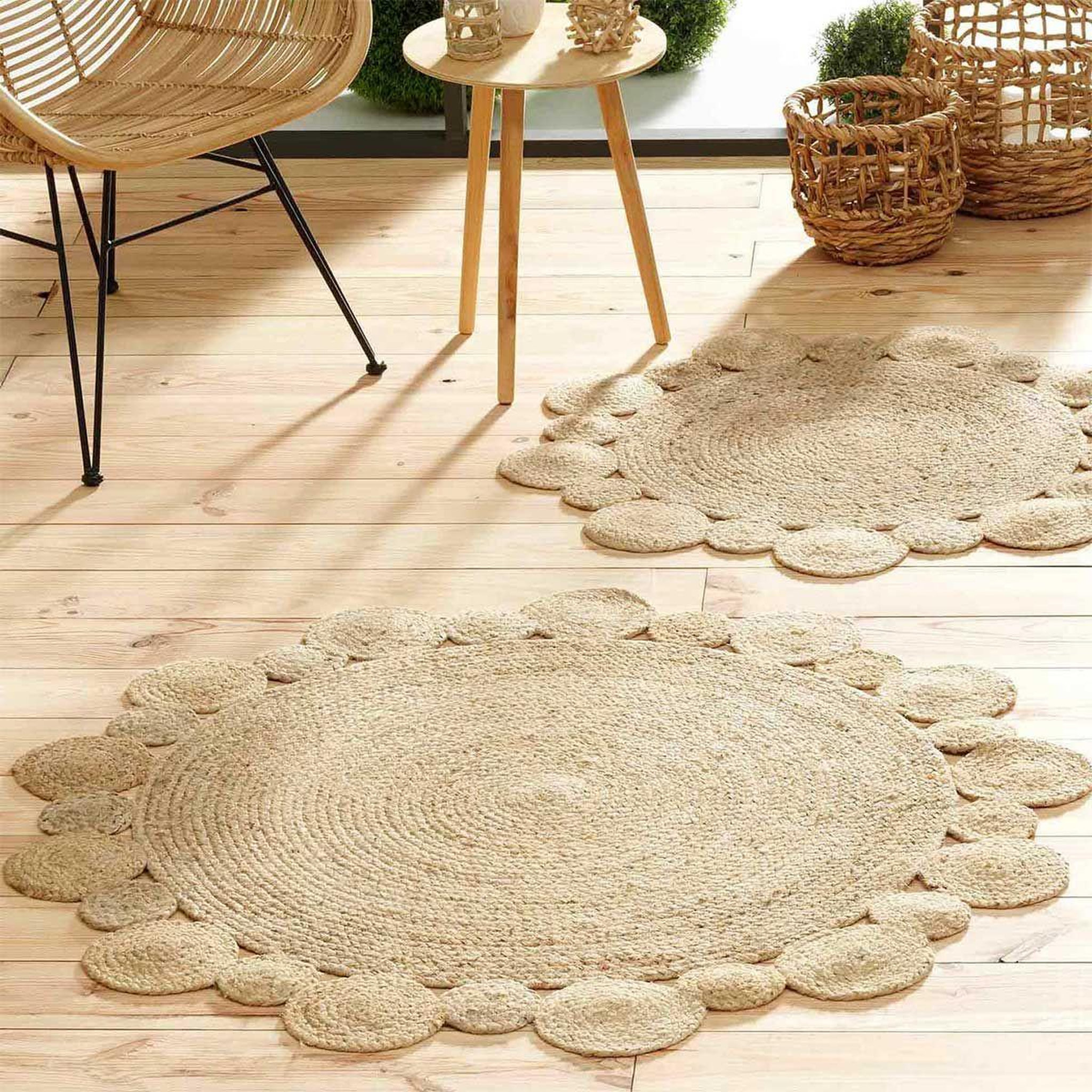 Voir la diapositive 4 : Douceur d'Intérieur Tapis déco rond en jute  cordou  120cm naturel