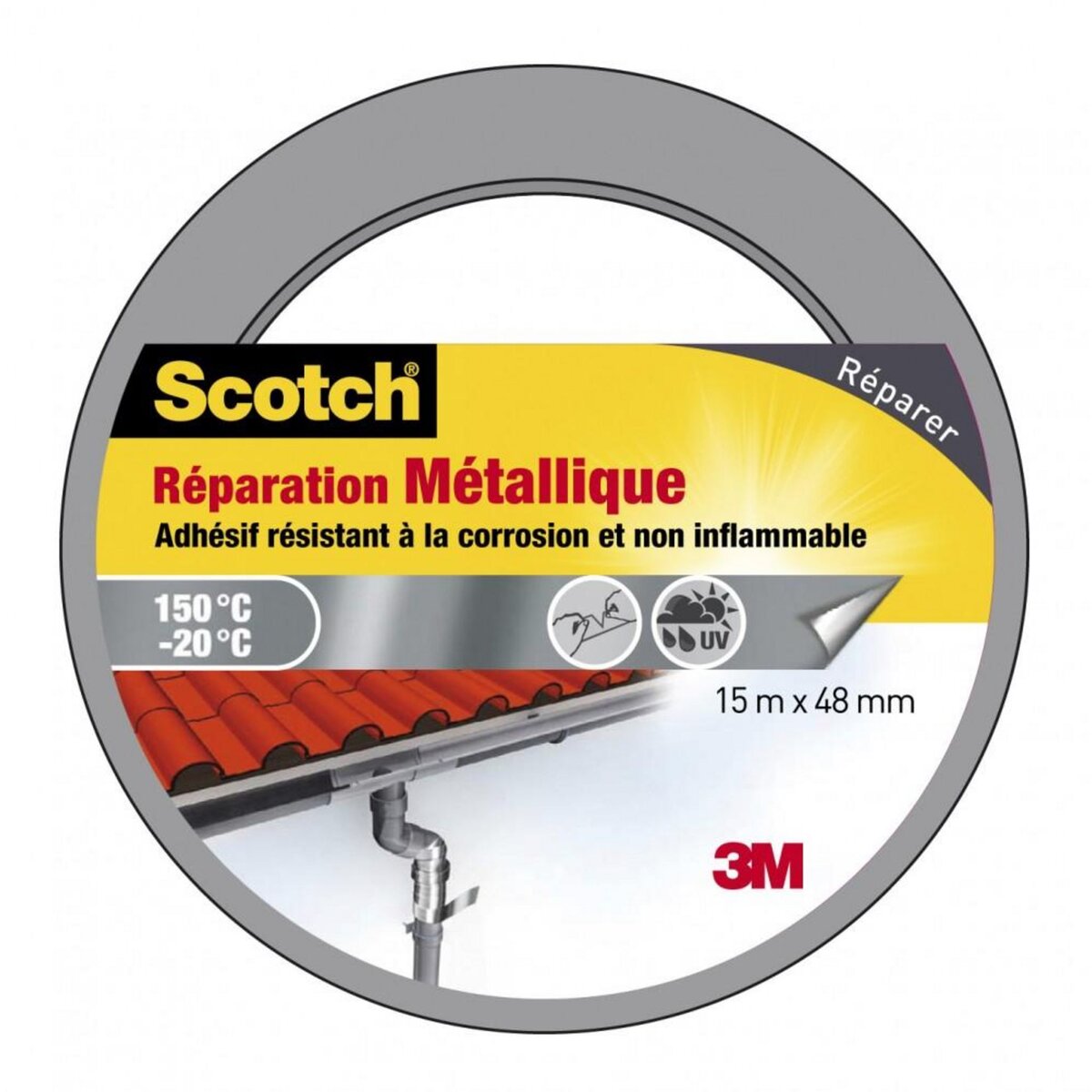 CENTRALE BRICO Adhésif SCOTCH réparation une face métallique L.15 m x l.48 mm, métal
