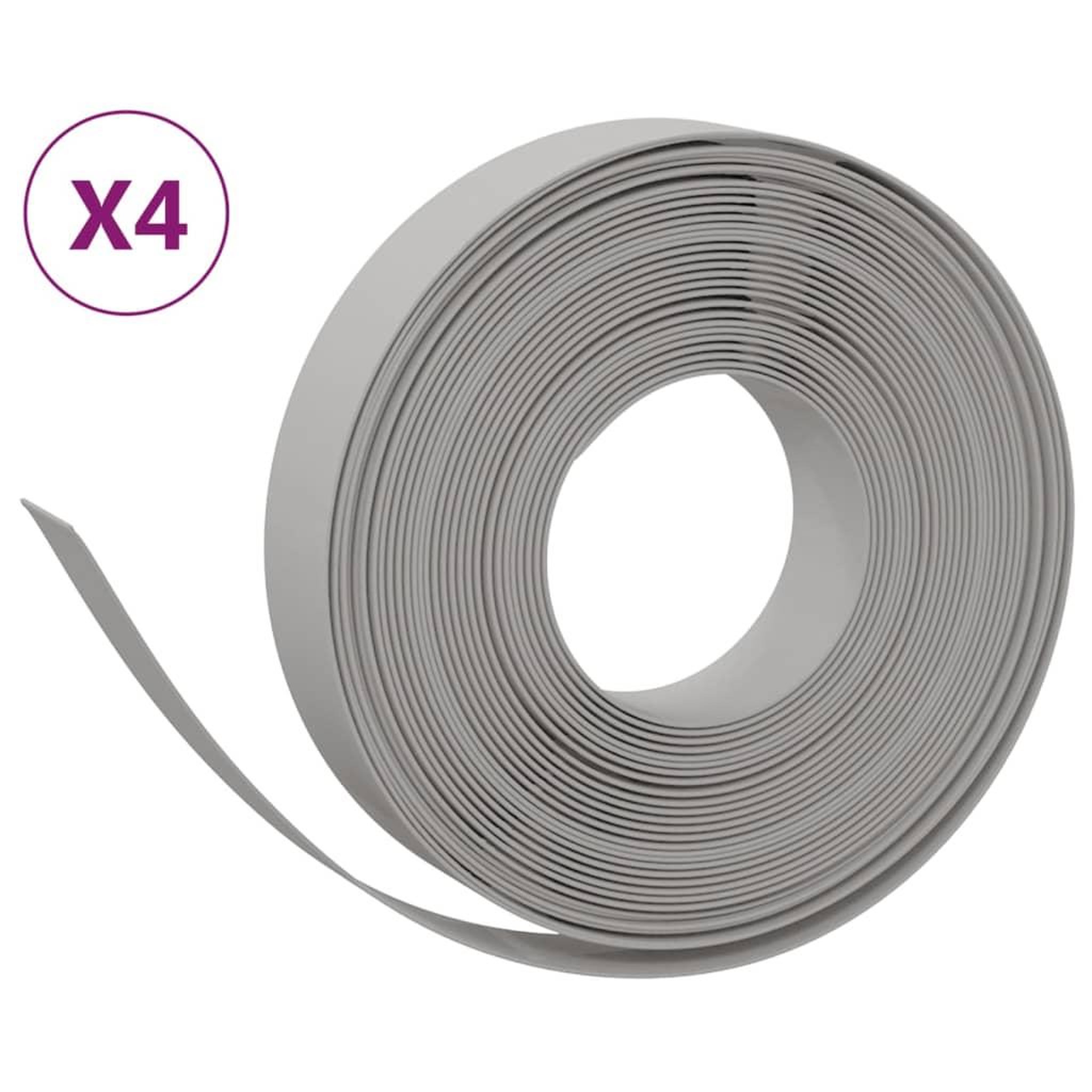 Voir la diapositive 2 : VIDAXL Bordures de jardin 4 pcs gris 10 m 10 cm polyethylene