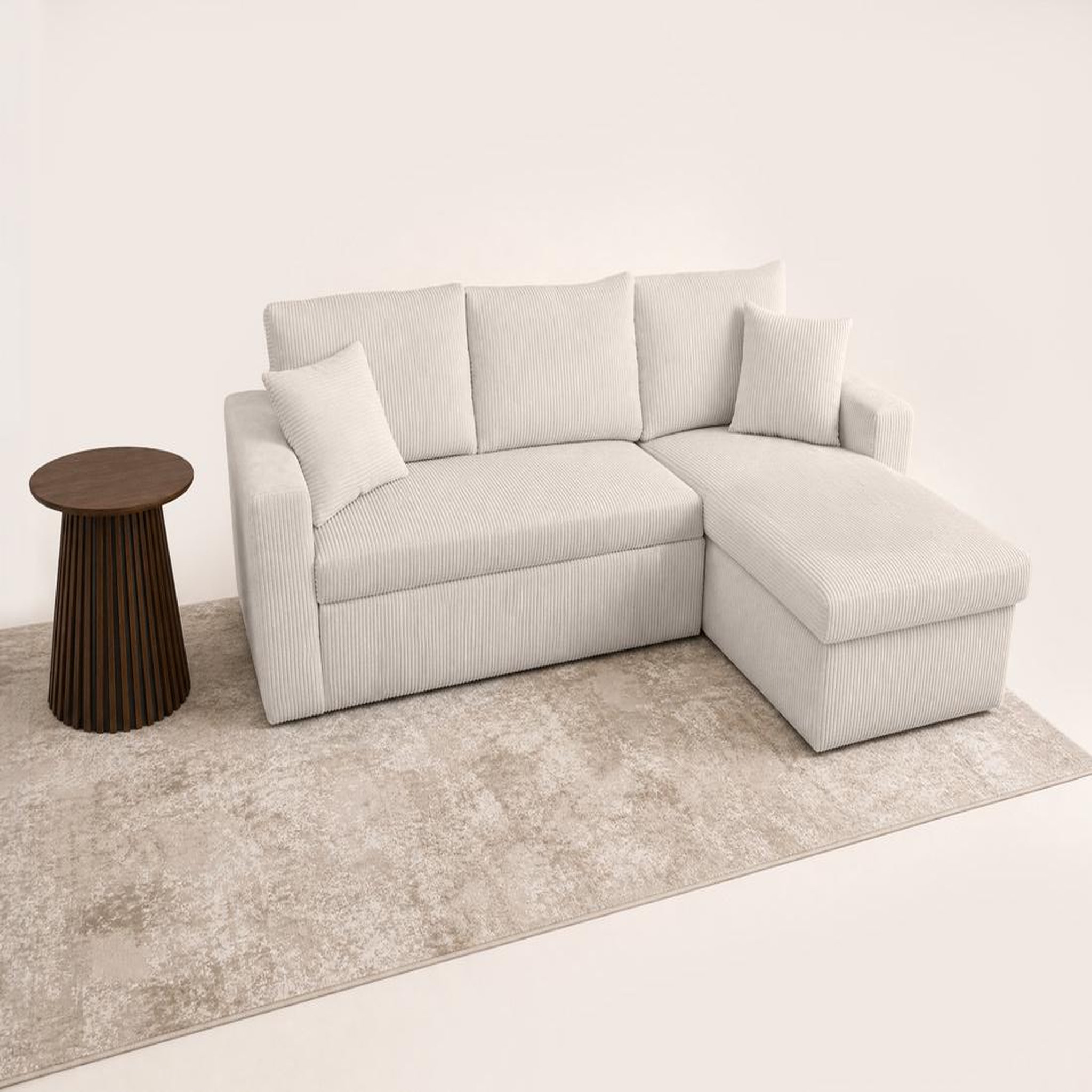 Voir la diapositive 4 : BEST MOBILIER Cyrus - canapé d'angle réversible 4 places - convertible avec coffre - en velours côtelé