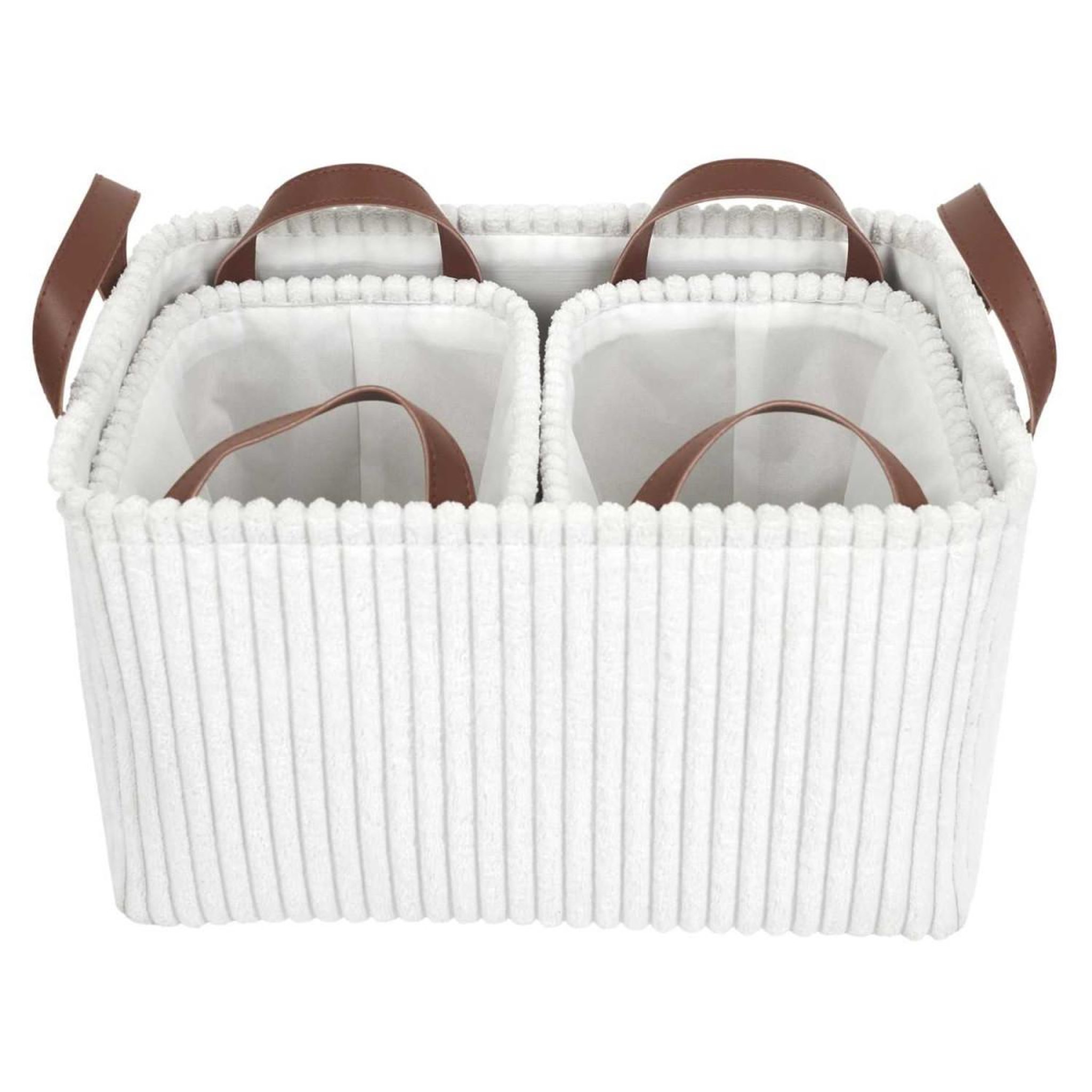 Voir la diapositive 6 : The Home Deco Factory Lot de 3 paniers de rangement  velours côtelé  36cm blanc