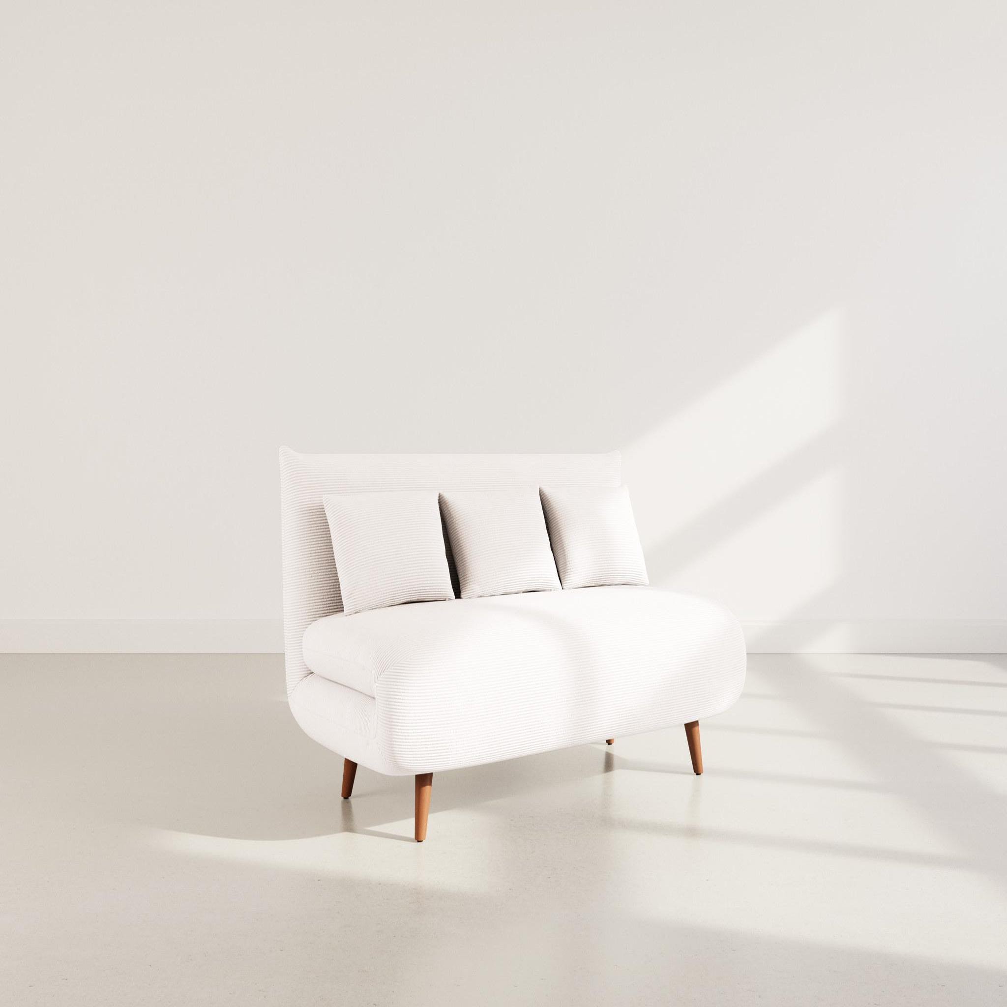 BEST MOBILIER Lumi - banquette convertible clic-clac 2 places en velours côtelé. Coloris disponibles : Gris, Vert, Beige, Orange