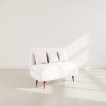 BEST MOBILIER Lumi - banquette convertible clic-clac 2 places en velours côtelé. Coloris disponibles : Beige, Orange, Gris