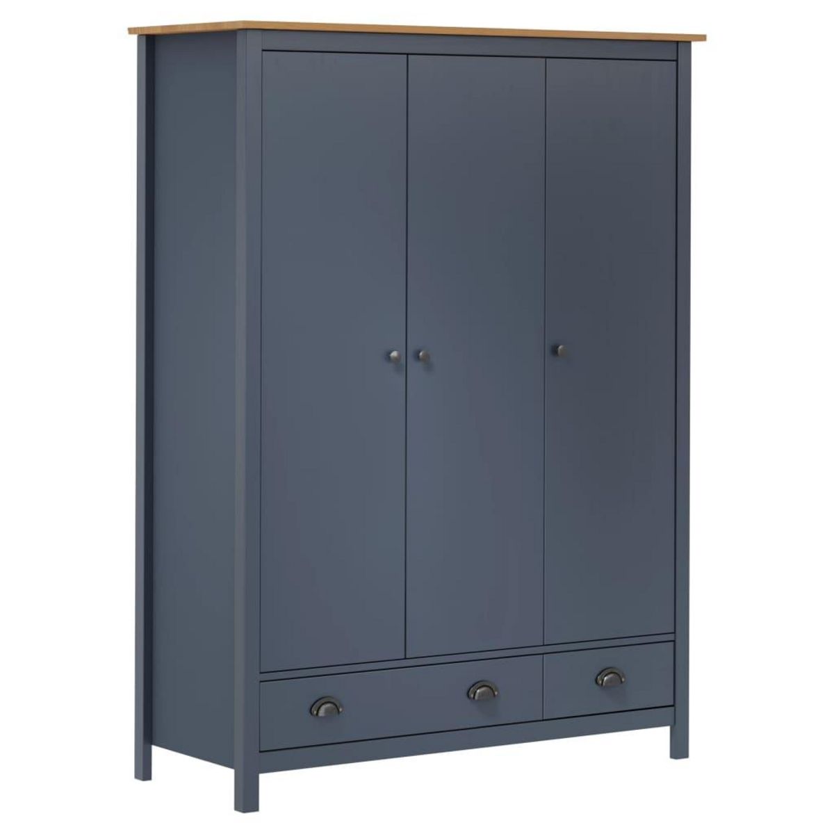 VIDAXL Garde-robe a 3 portes Hill Gris 127x50x170 cm Pin solide