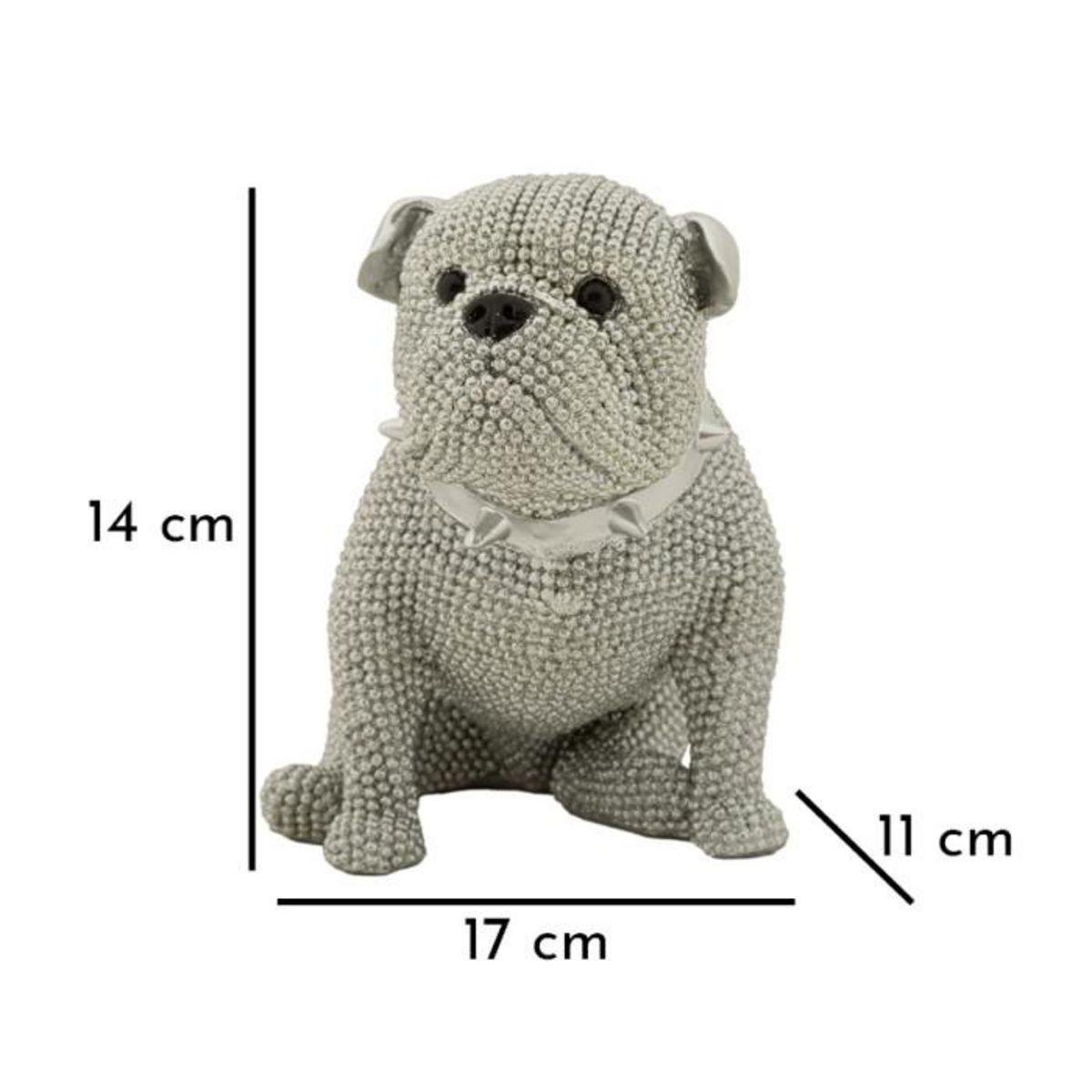 Paris Prix Statuette Déco Bulldog  Sparky  17cm Argent