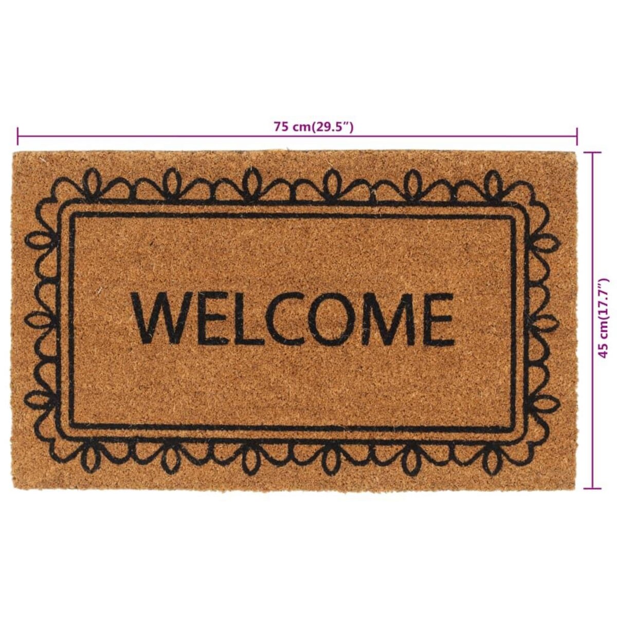 VIDAXL Tapis de porte naturel 45x75 cm fibre de coco touffete