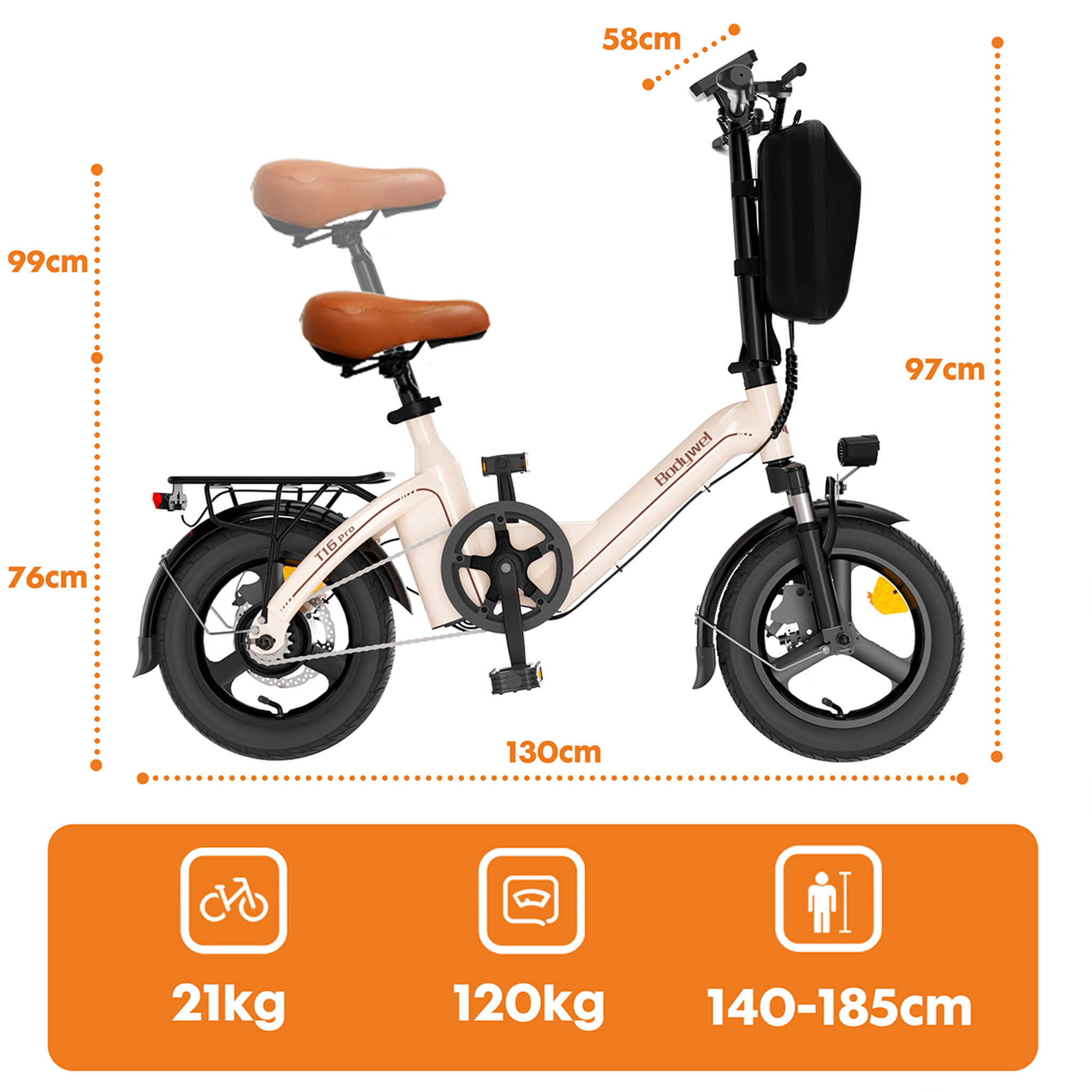 Voir la diapositive 4 : BODYWEL Mini vélo électrique bodywel t16 pro