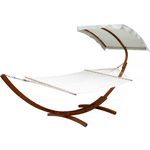 Habitat et Jardin Hamac bois  Dallas XL  - Avec toile en coton et auvent - Ecru