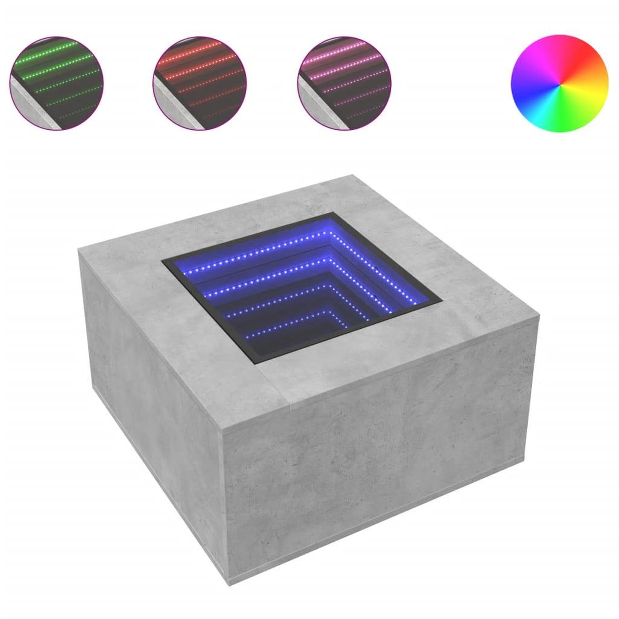 Voir la diapositive 2 : VIDAXL Table basse avec LED gris beton 60x60x40 cm bois d'ingenierie