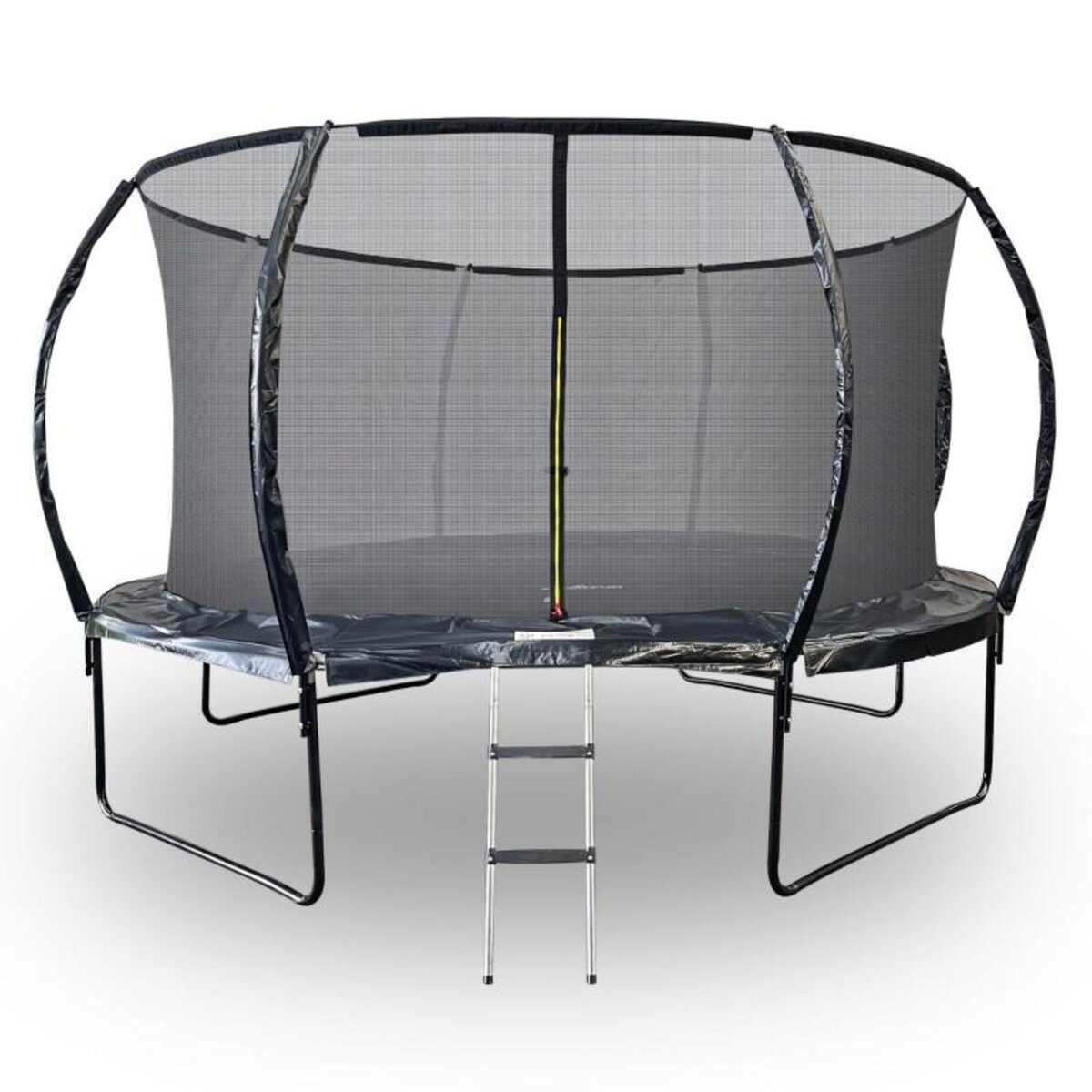 JUMP4FUN Trampoline 14Ft ø 427 cm noire avec Echelle, Protection et Filet de sécurité
