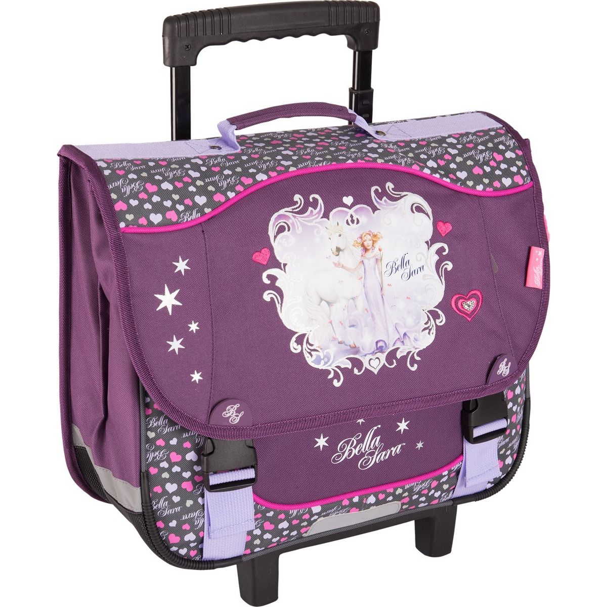 Cartable à roulettes 38cm décor imprimé broderie sequins BELLA SARA