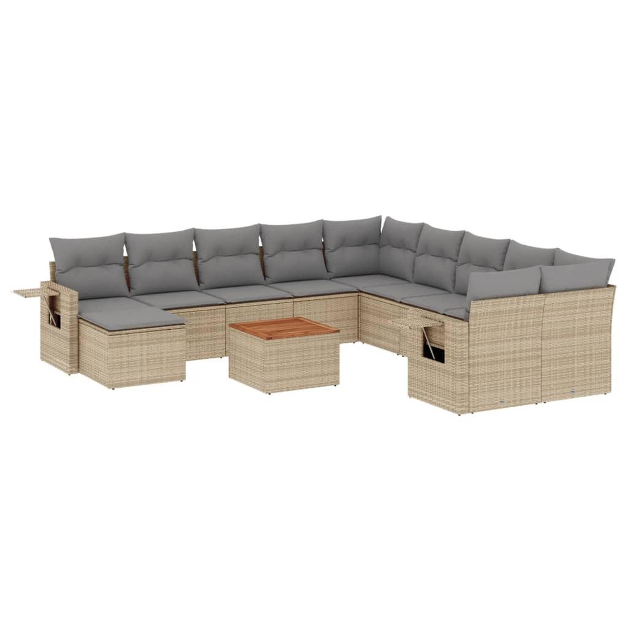 Voir la diapositive 2 : VIDAXL Salon de jardin et coussins 12 pcs melange beige resine tressee