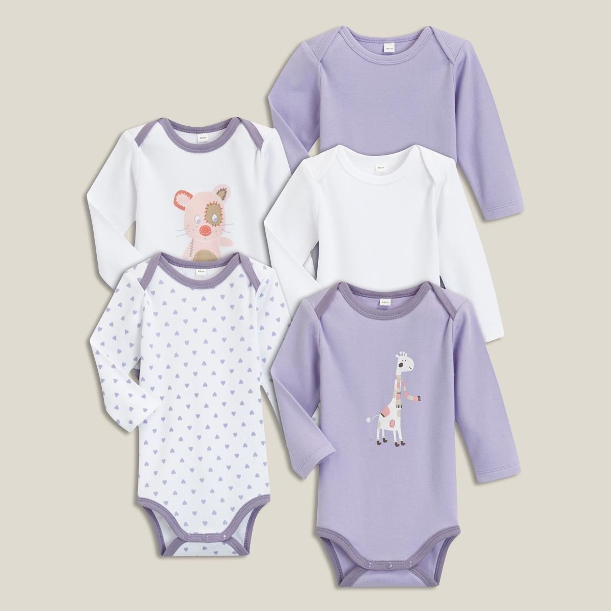 IN EXTENSO Lot de 5 bodies manches longues bébé